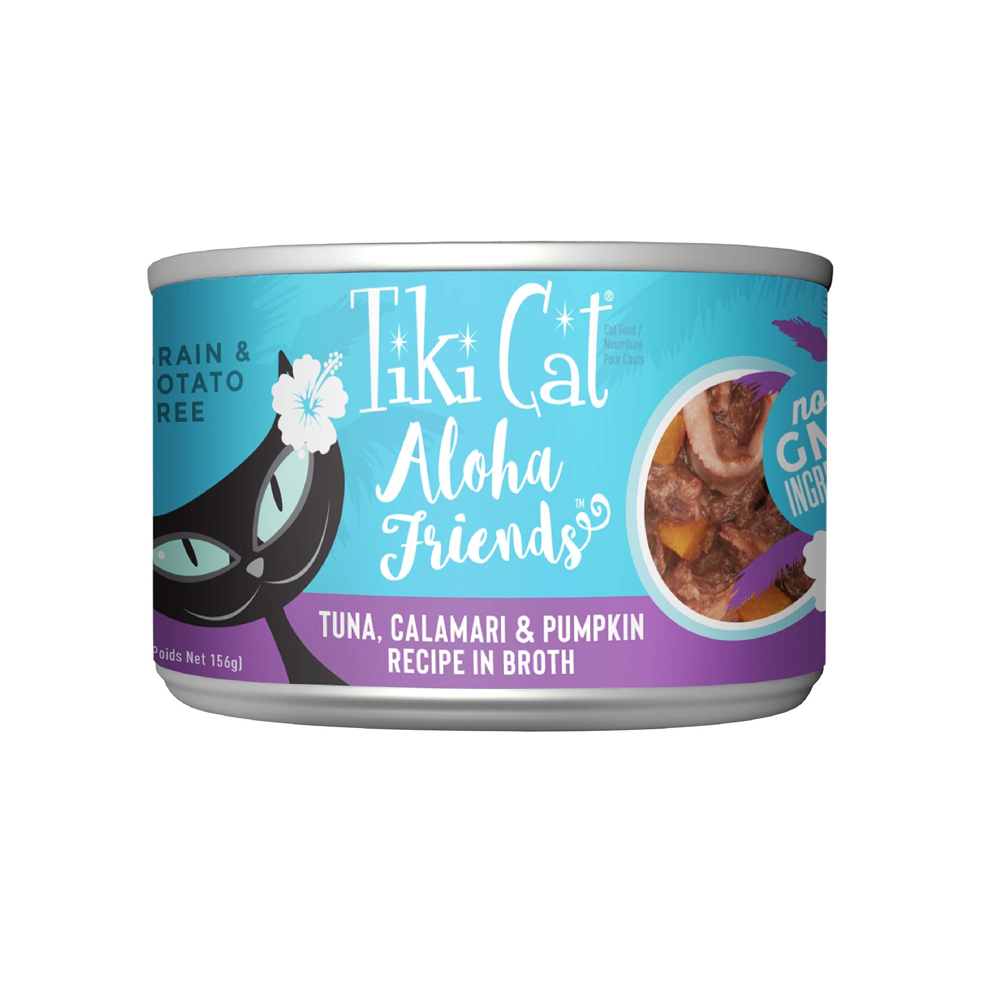 Tiki Cat Aloha Friends, Tuna, Calamari & Pumpkin, Grain-Free & High Moisture, Wet Cat Food for All Life Stages 5.5 oz. Cans (Pac