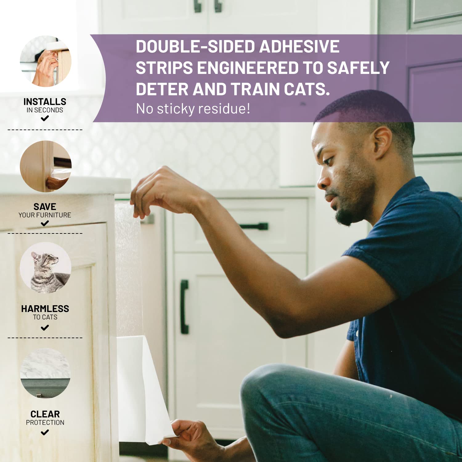 Clawguard Cat Repellant Tape 20 Pre-Cut Strips - Cat Scratch Furniture Protector - Cat Deterrent Tape - Cat Anti Scratch Shields - Cat Scratch Sofa Protection - Sofa Drapes Screens And More