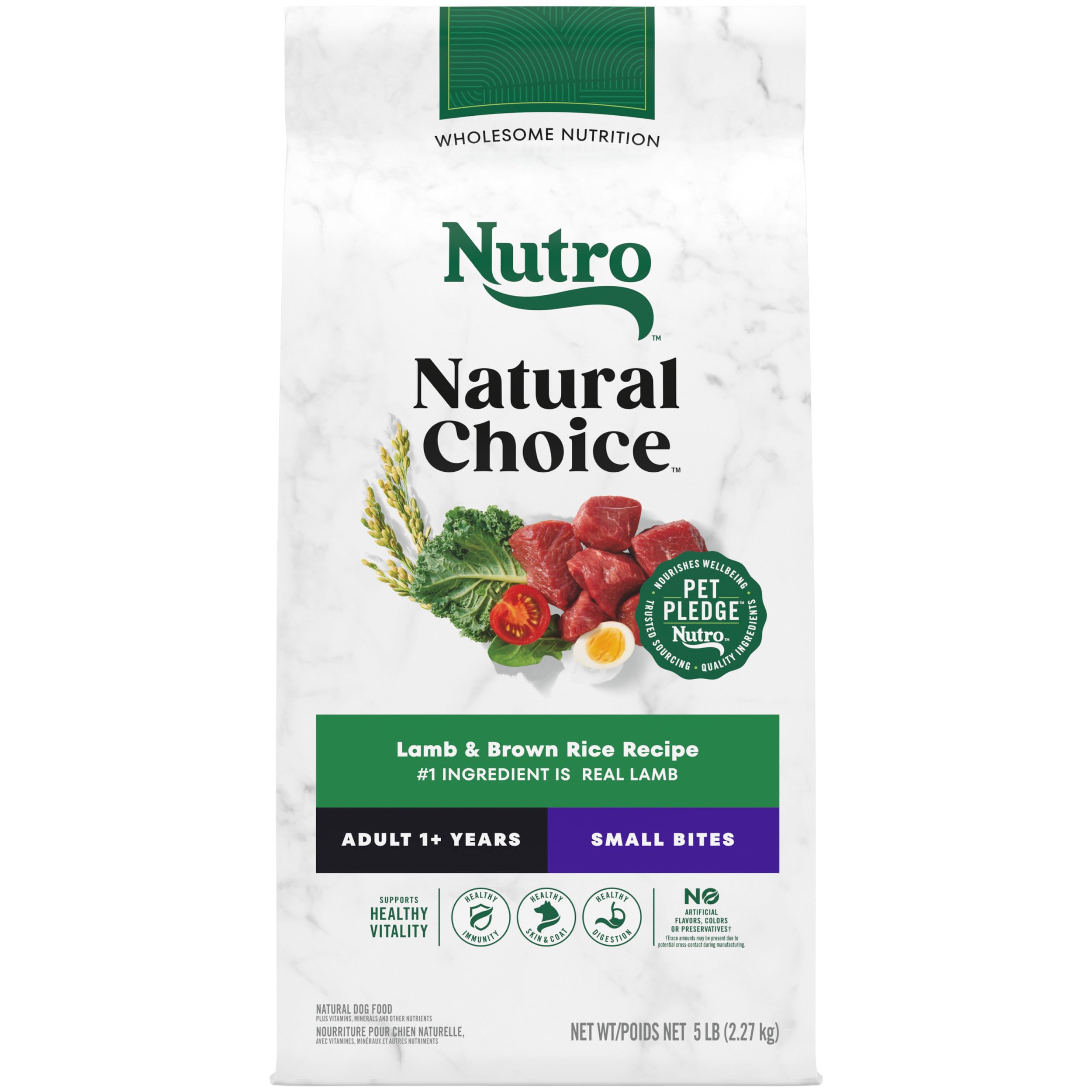 Nutro Natural Choice Small Bites Adult Dry Dog Food, Lamb and Brown Rice Recipe, 5 lbs.