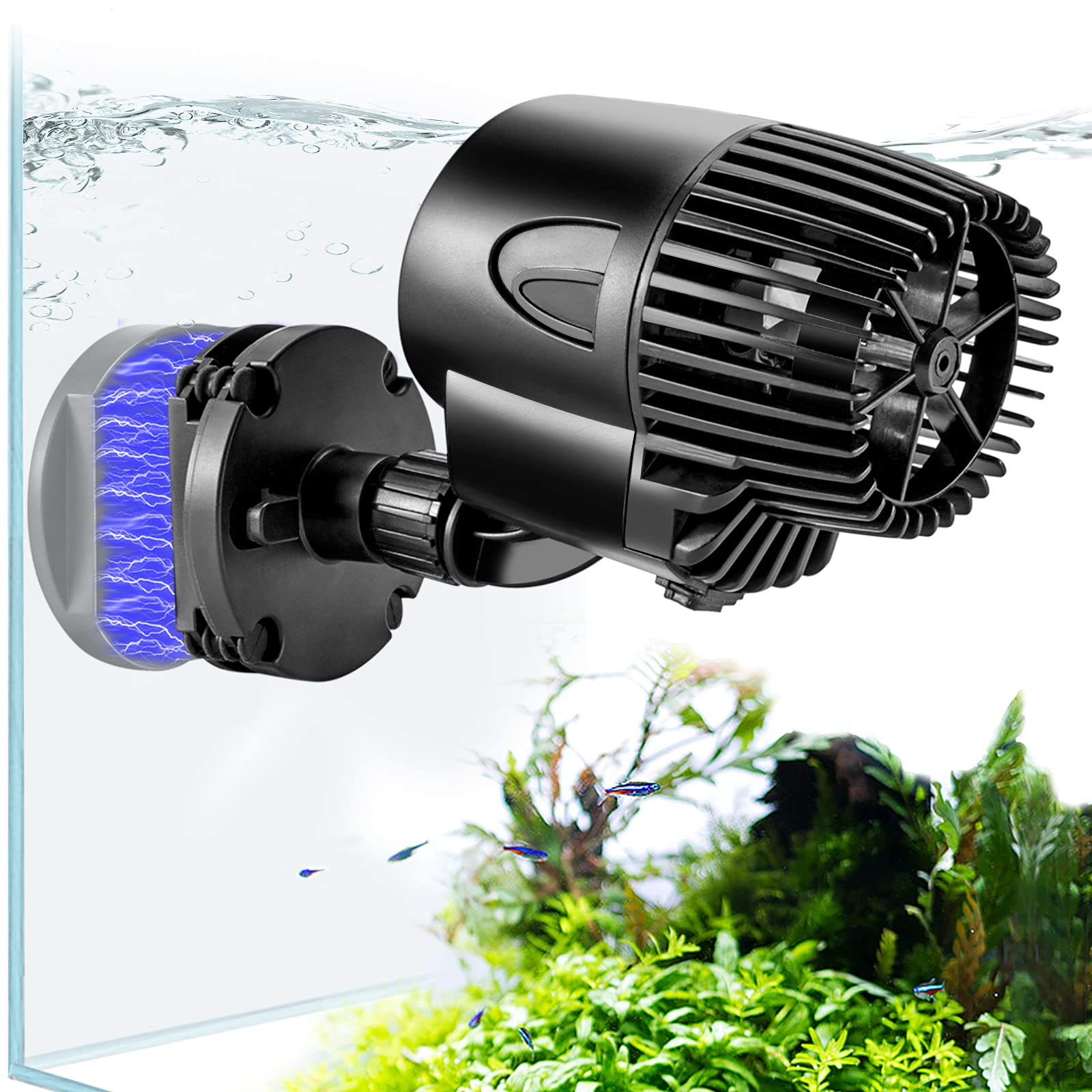 Aqqa Wave Maker Pump, 2100Gph Aquarium Circulation Pump 360 Degree Rotatable Submersible Powerhead Pump With Magnet Suction Base For Marine And Freshwater Aquariums (15W)