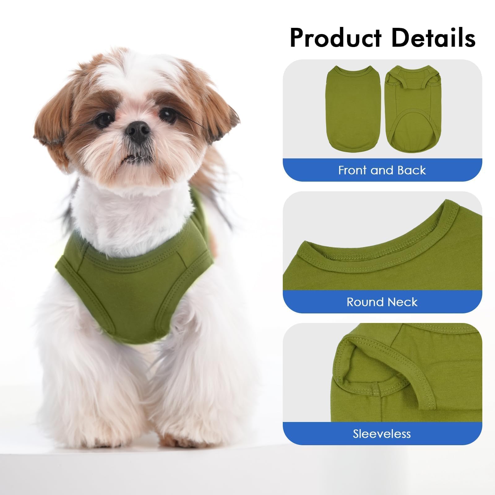 3 Pack Green Striped Dog T-Shirt For Xsmall Dogs,Lightweight Sleeveless Shirt Set For Summer Seaside Camping Sun Protection,Play