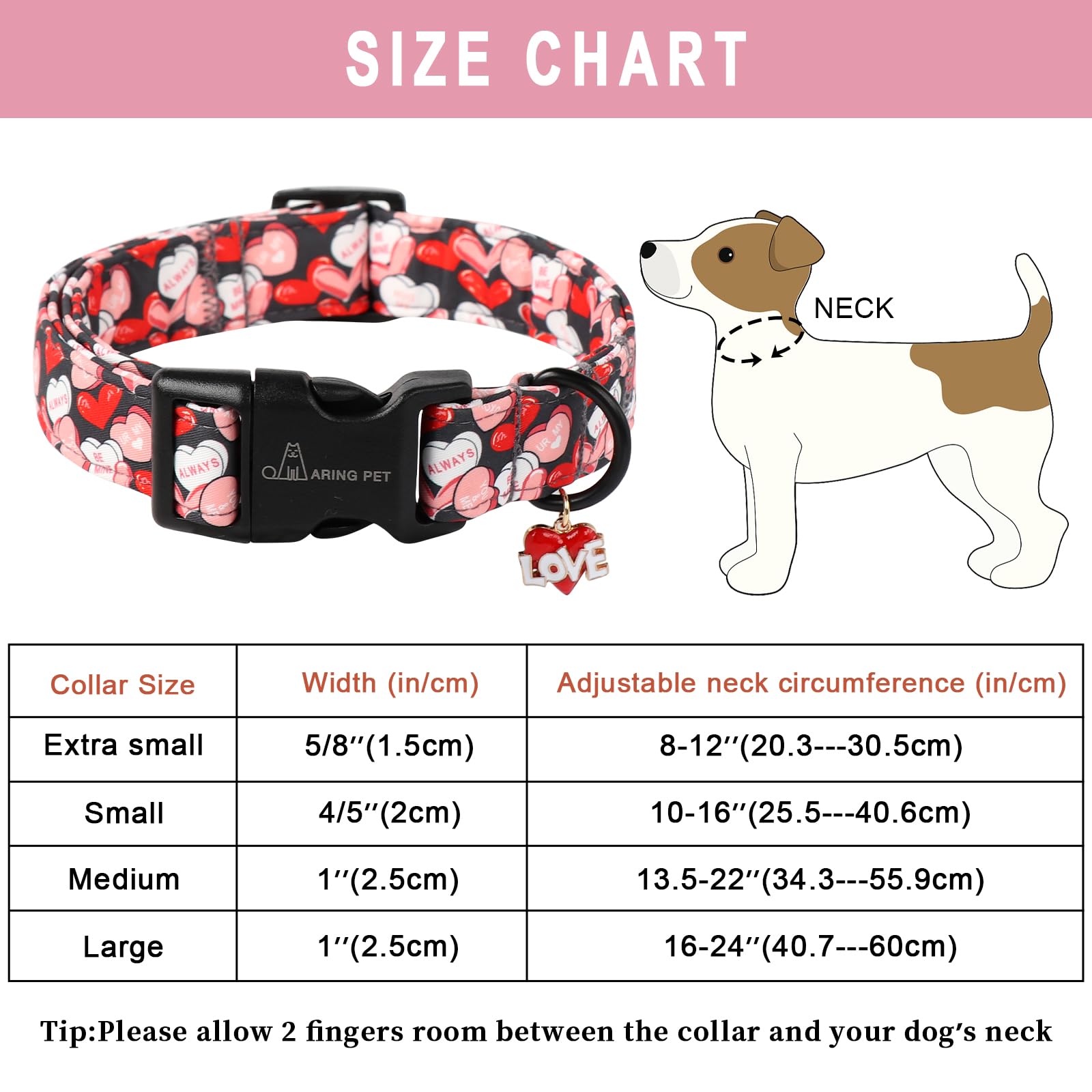 Aring Pet Valentine'S Day Dog Collar-Cute Black Heart Dog Collars, Adjustable Valentine Heart Pet Collars Puppy Collar With Quic