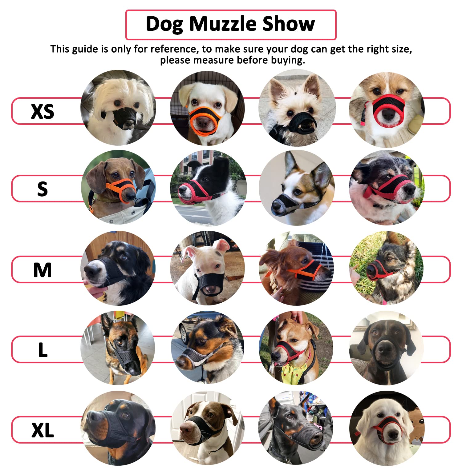 Dog Muzzle Anti Biting Barking and Chewing with Comfortable Mesh Soft Fabric and Adjustable Strap, Suitable for Small, Medium an