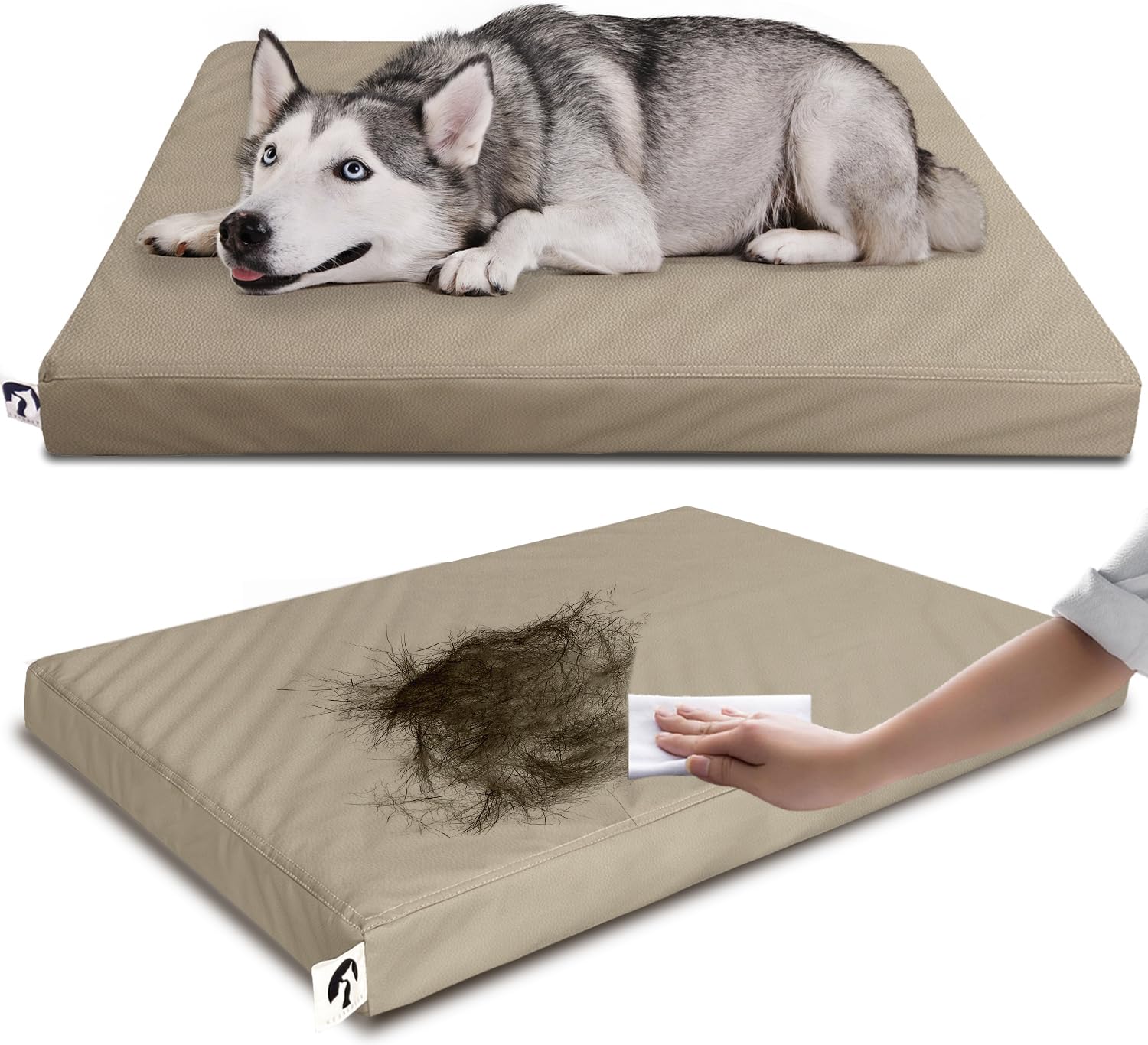 Dog Beds Large Sized Dog, Outdoor Waterproof Pet Cate With Faux Leather Cover, Egg Foam Pet Mat