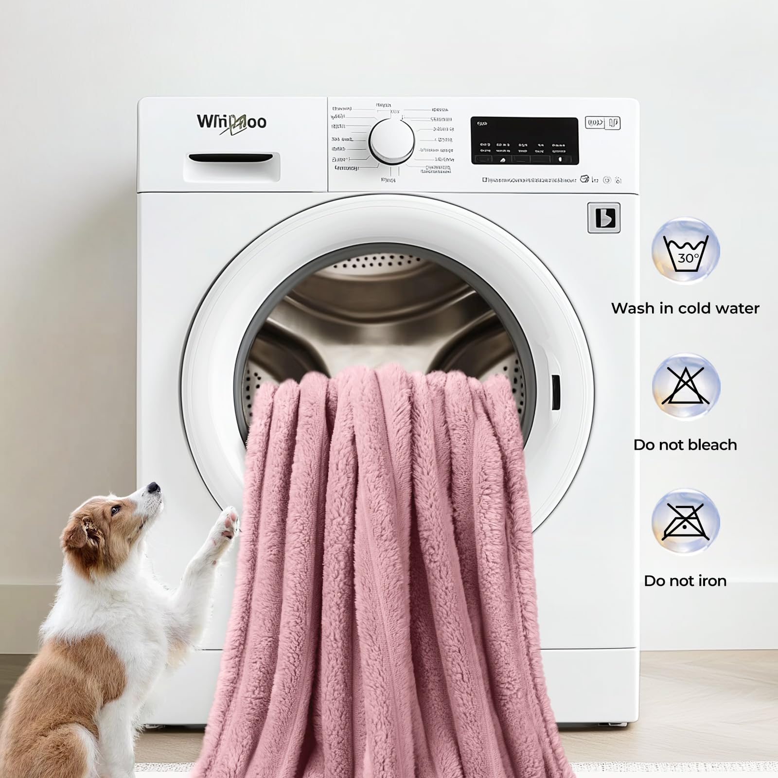 Linenlux 1 Pack 3 Soft Fleece Dog Blanket For Pet Washable Warm Cat Puppy Fluffy Calming Flannel Pink Medium