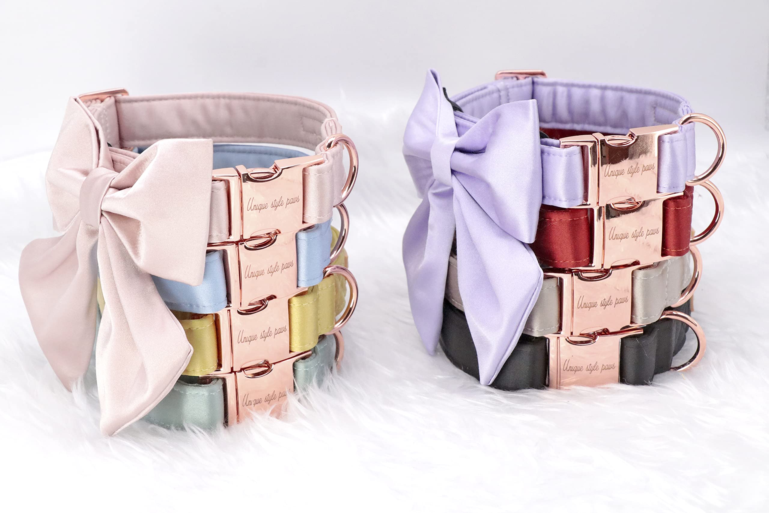 Unique Style Paws Purple Silk Dog Collar Adjustable Durable Dog Collar With Bow Fashion Bowtie Collar For Medium Dogs