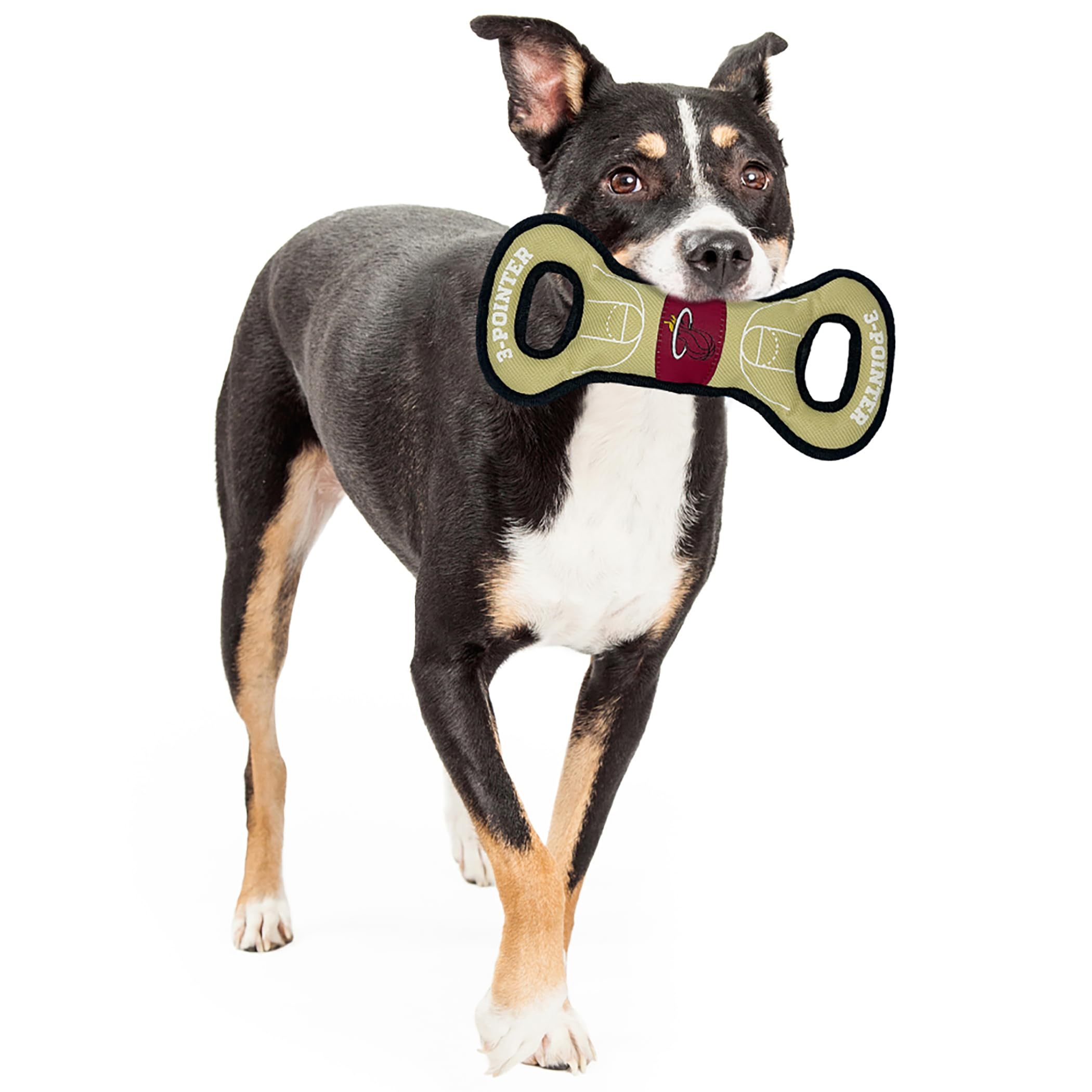 Pets First Nba Miami Heats Field Toy. - Tough Nylon Pet Toy With Double Trim Stitching & Inner Squeaker, One Size