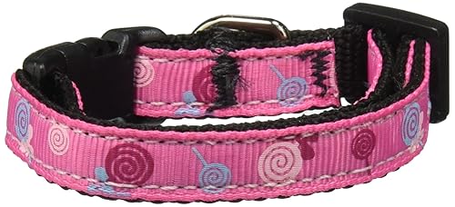 Mirage Pet Products Lollipops Nylon Ribbon Collar for Pets, Small, Bright Pink