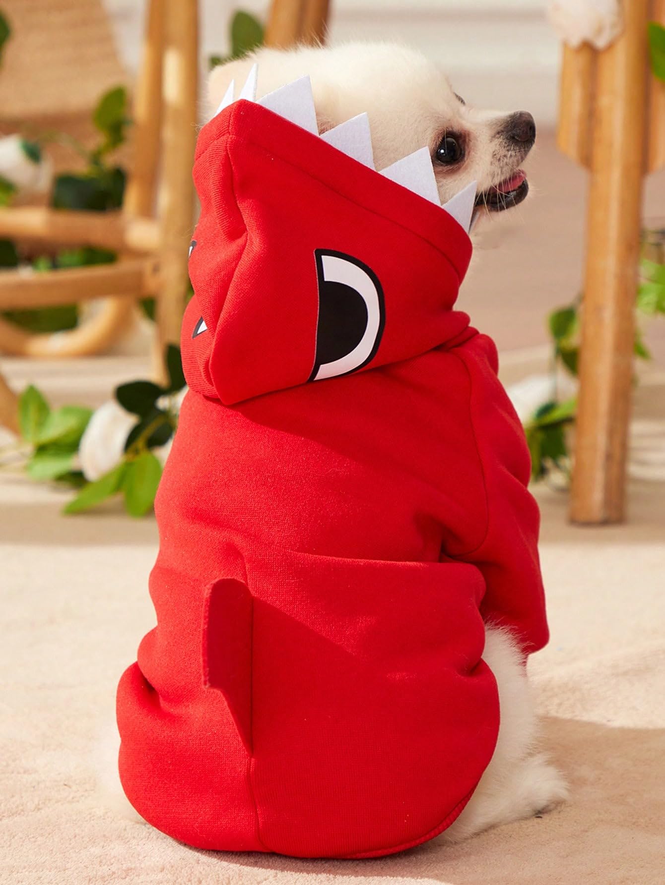 Qwinee Shark Dog Hoodie Dog Warm Jacket Coat Puppy Sweatshirt Christmas Halloween Dog Costume Winter Dog Clothes Pet Apparel For Small Medium Dogs Cats Kitten Red S