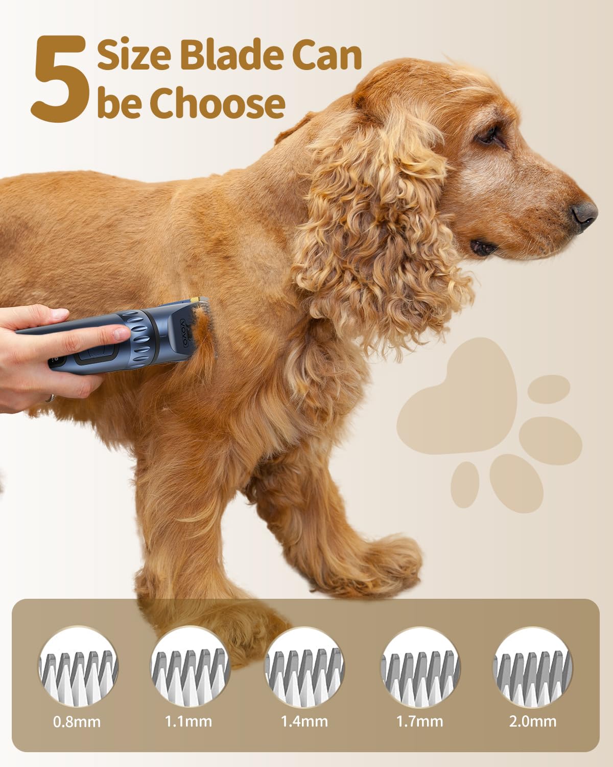 Vovo Dog Clippers - 3-Speed Heavy Duty, Low Noise Rechargeable Cordless Electric Dog & Cat Grooming Kit (Blue)