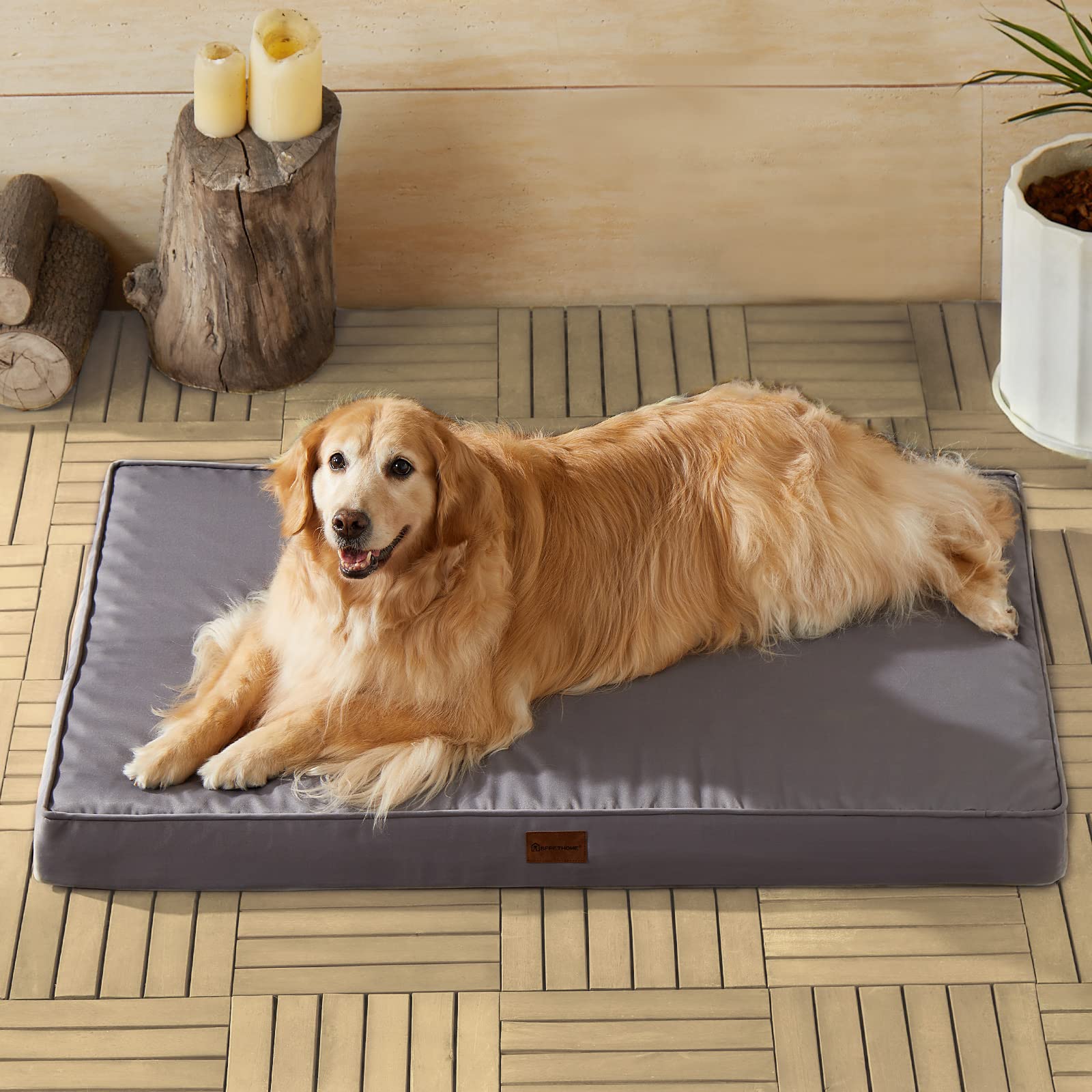 Bfpethome Outdoor Dog Bed For Large Dogs, Waterproof, Orthopedic With Removable Washable Cover, Egg Crate Foam Mat (36 X 27 In, 