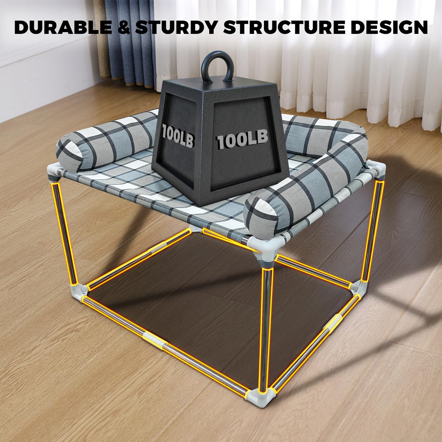 Bedside Cosleeper Pet Dog Bed - Dog Beds With Pillow Extension Attached To Human Bed Height Raised Pet Window Perch (34'' X 26''