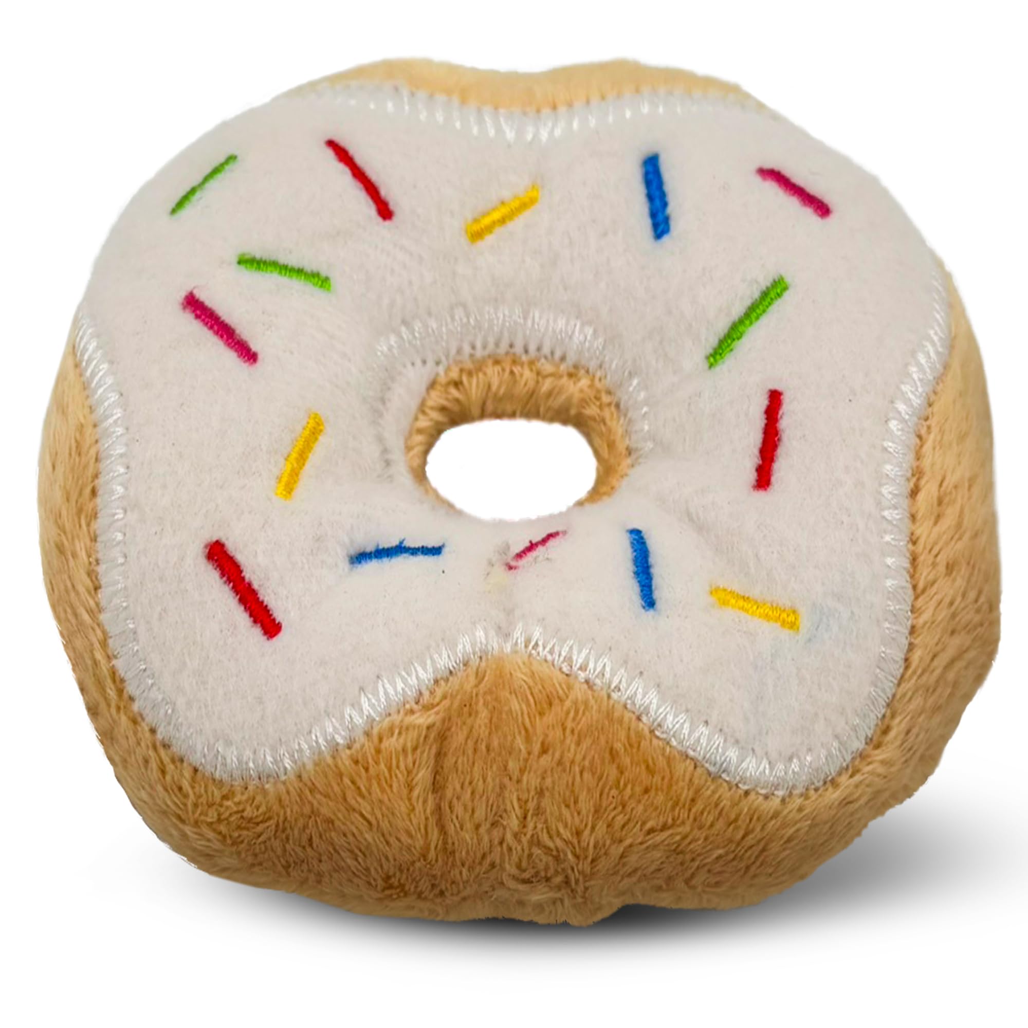 Pet Dreams Sweet Treats Dog Toys - Plush Donut with Squeakers - Soft & Durable for Fetch & Play (Vanilla)