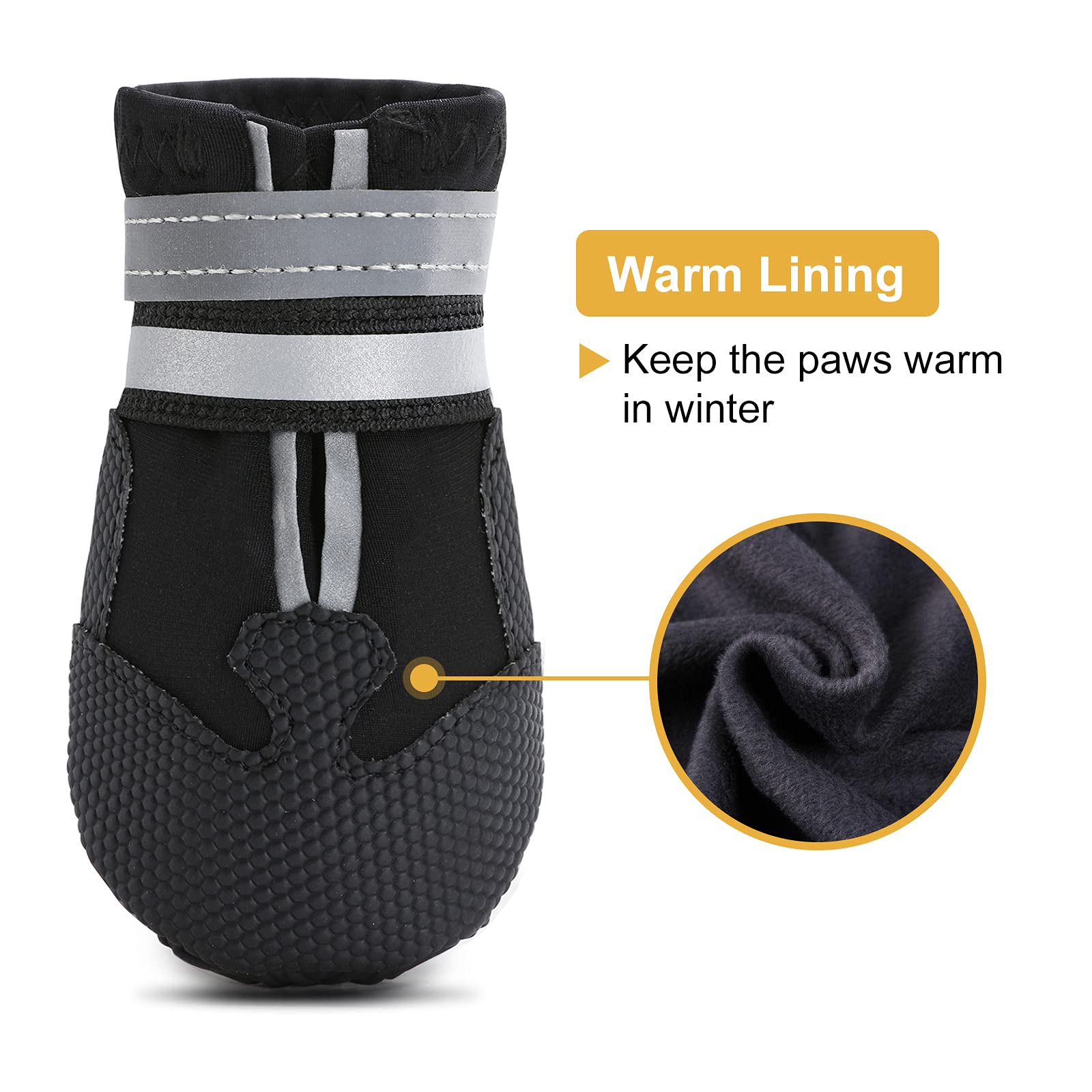 Dimicoo Winter Snow Dog Boots Neoprene Nonslip Rubber Sole Dog Shoes For X-Large Dogs