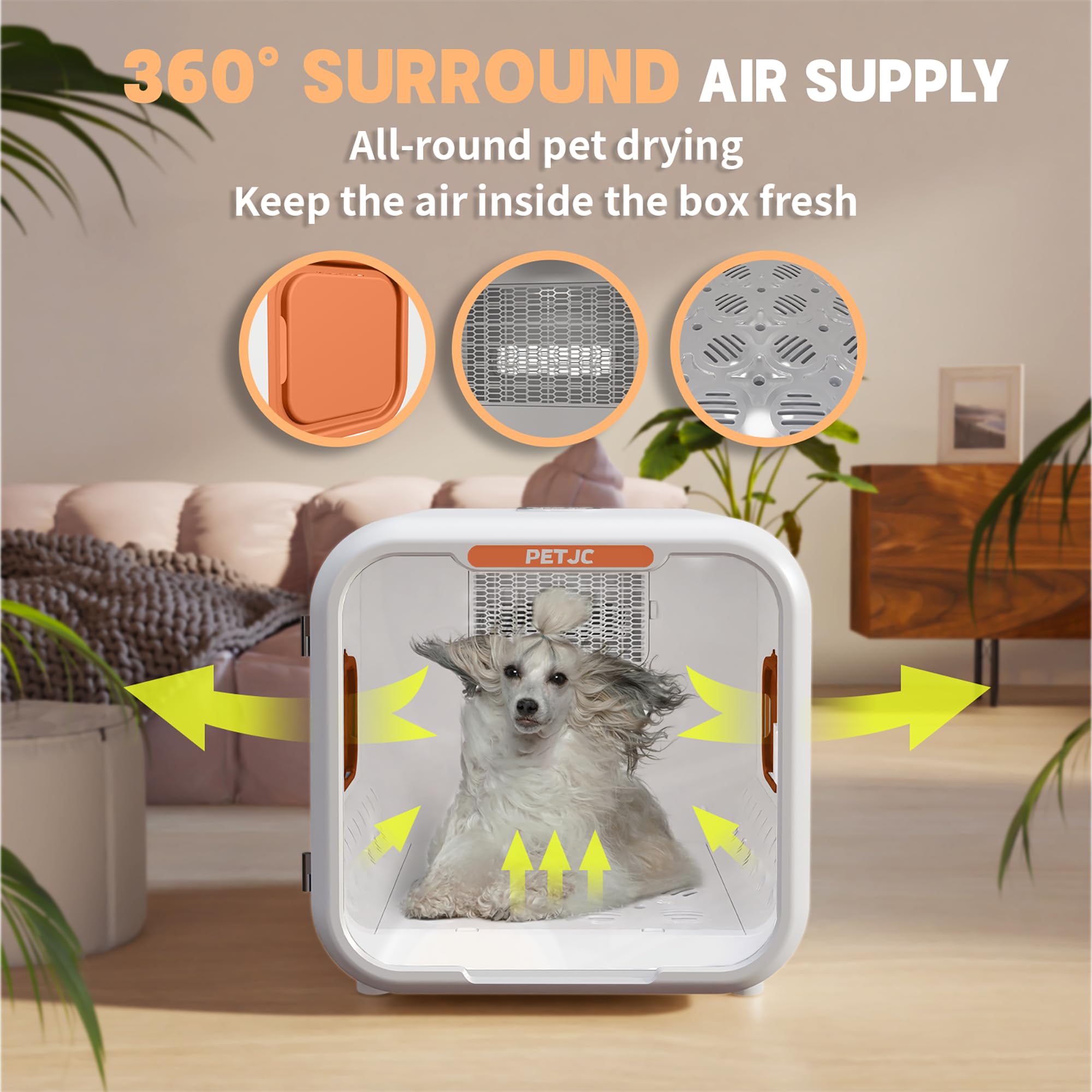 Automatic Pet Dryer Box For Cats And Small Dogs,Ultra Quiet Dog Hair Dryer 71L Capacity With Smart Temperature Control And 360 D
