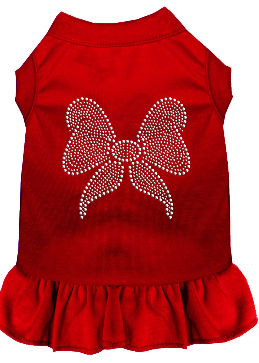 Pet Dog & Cat Dress Rhinestone, &quot;Bow&quot; Red LG (10-14 lbs.)