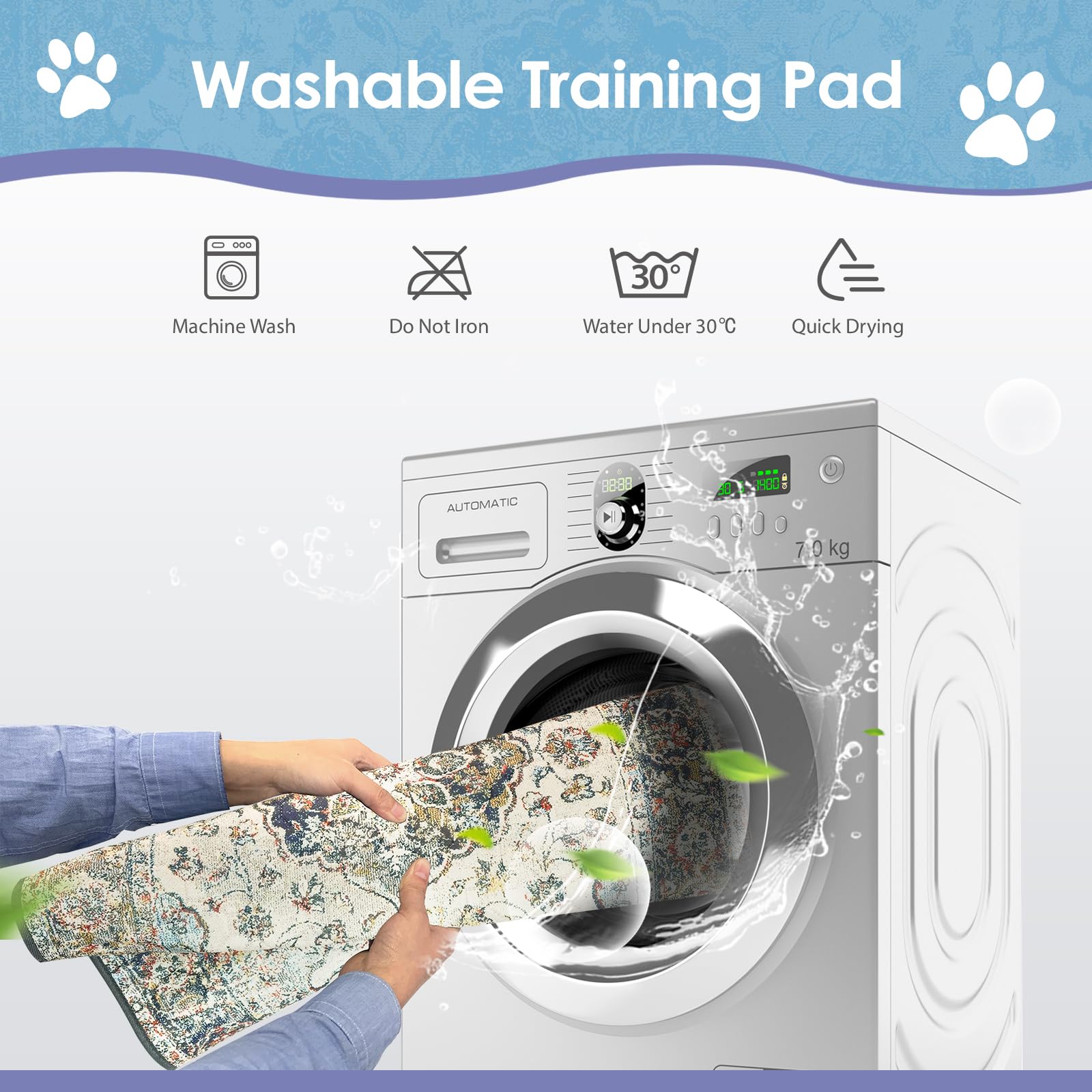 SCLOSE Washable Pee Pads for Dogs Large, 2 Pack, 48 x 48 Reusable Puppy Pads Waterproof, Super Absorbent Dog Rugs, Leakproof, Do