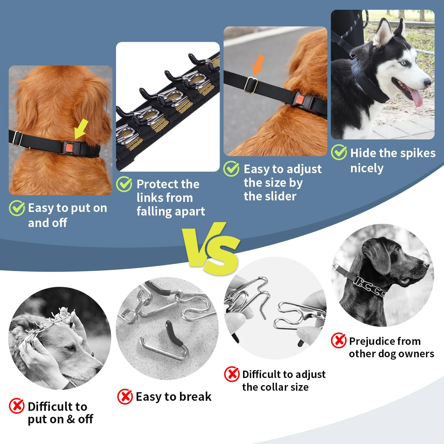 Martingale Collar For Dogs, No Pull Dog Collar For Small Medium Large Dogs, Dog Walking Collar For Pulling, Anti Pull Dog Martingale Training Collars With Buckle (M, Black)