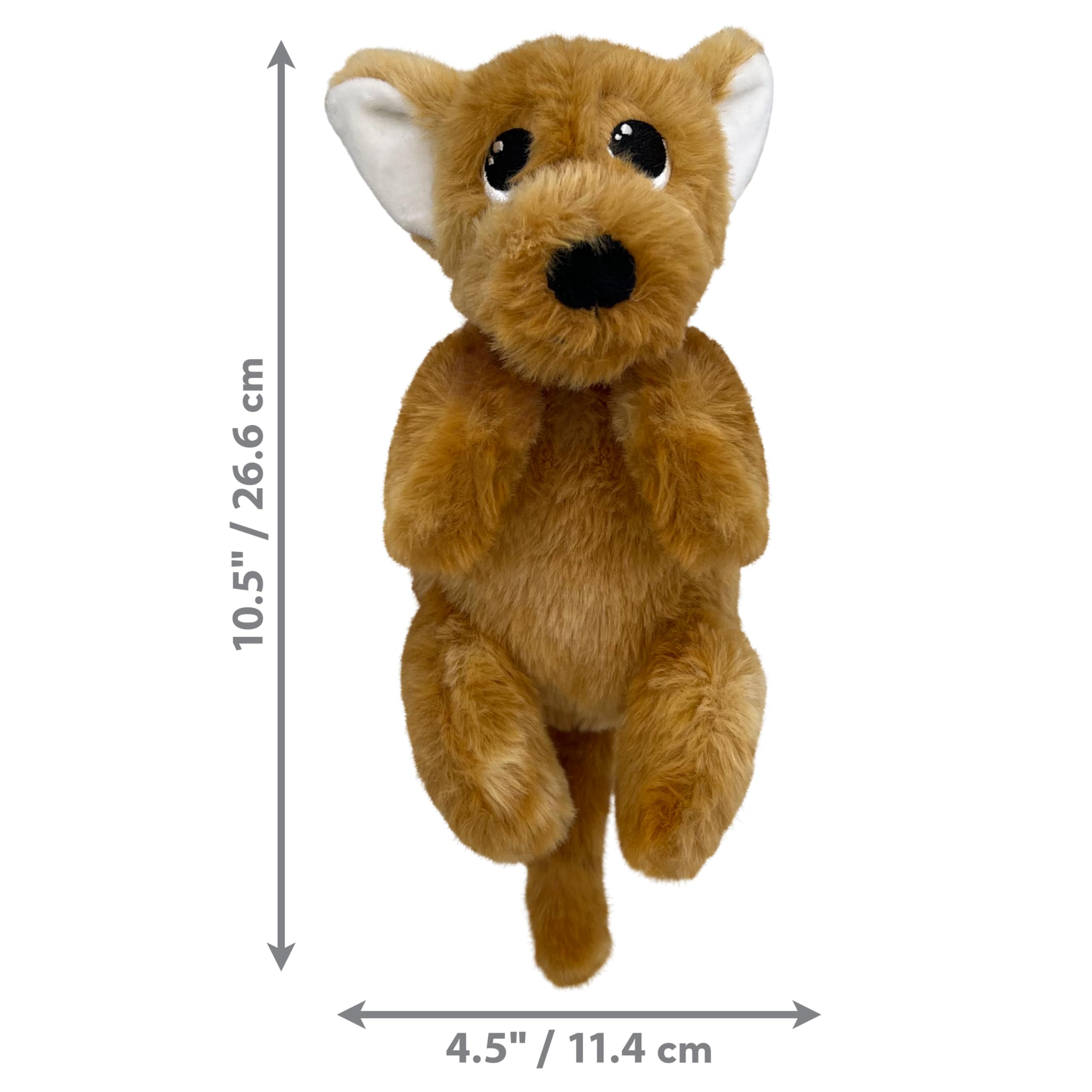 Kong Comfort Pups Low Stuffing Plush Fur And Crinkly Noise With Squeaker (Small, Peanut)