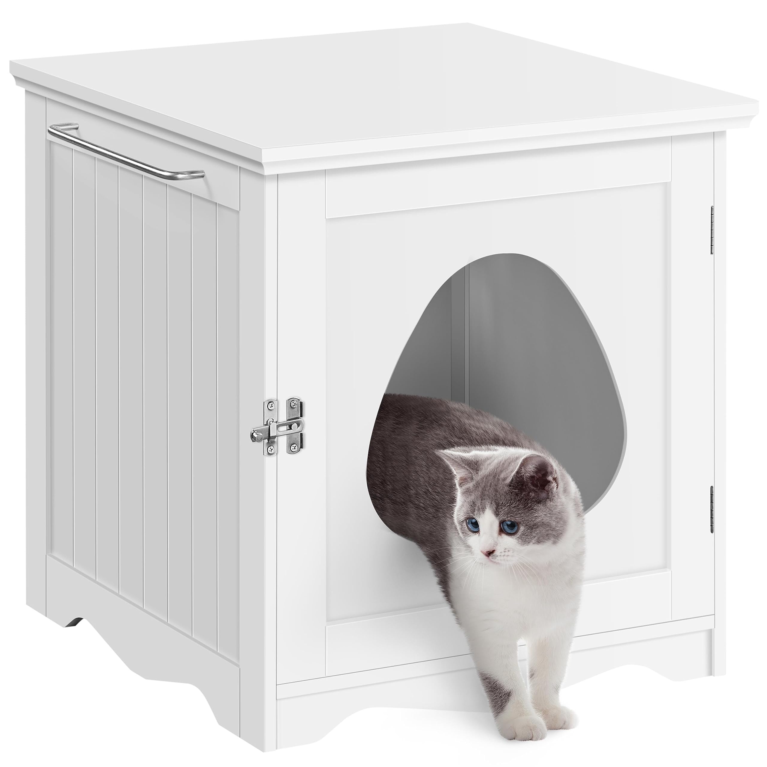Yaheetech Cat Litter Box Enclosure, Litter Furniture Hidden with Towel Bar, Wooden Kitty Washroom, Dog Proof Litter Box Cabinet,