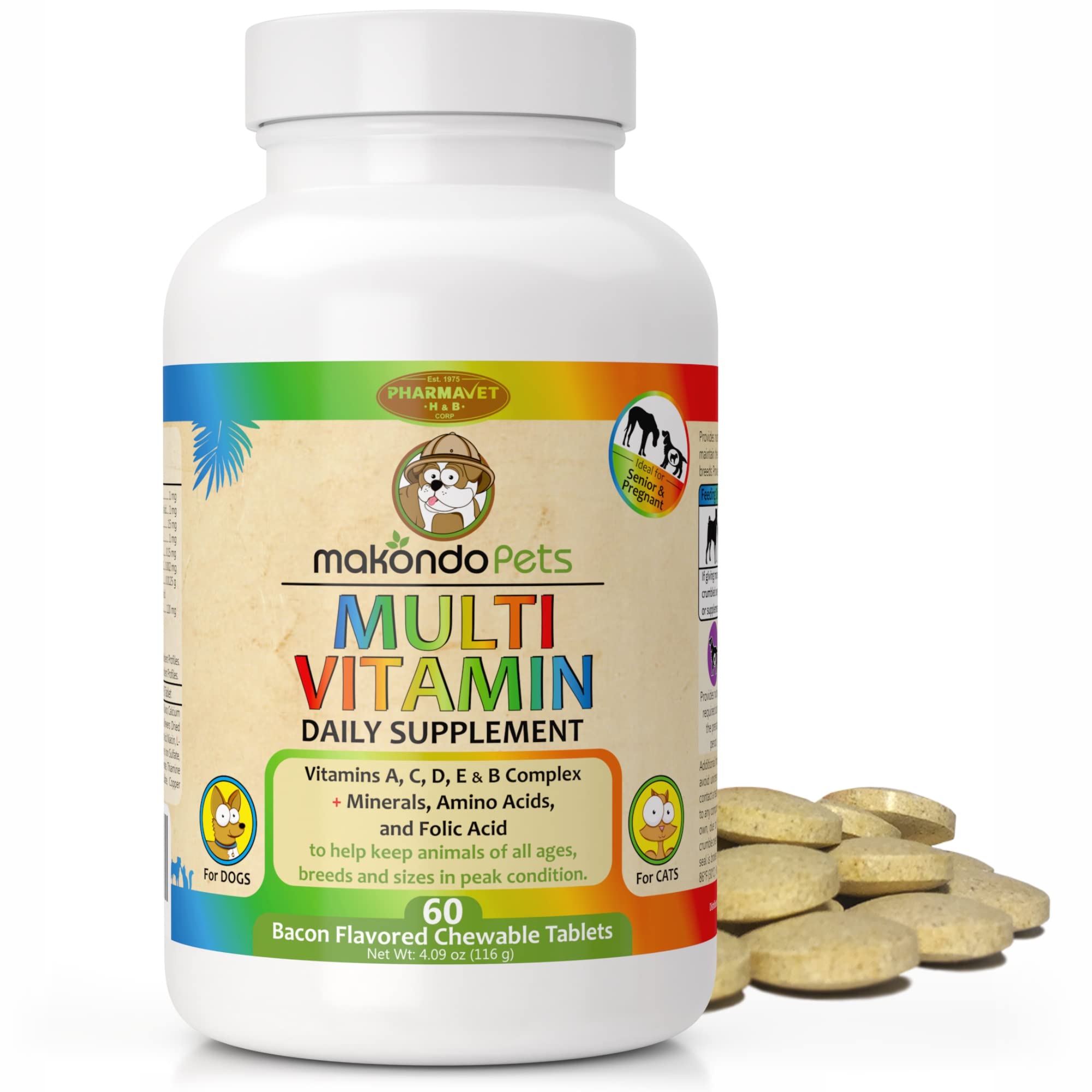 Prenatal Dog Vitamins - Multivitamin for Dogs and Cats with Folic Acid, Minerals and Amino Acids. Ideal for Pregnant, Breast Fee