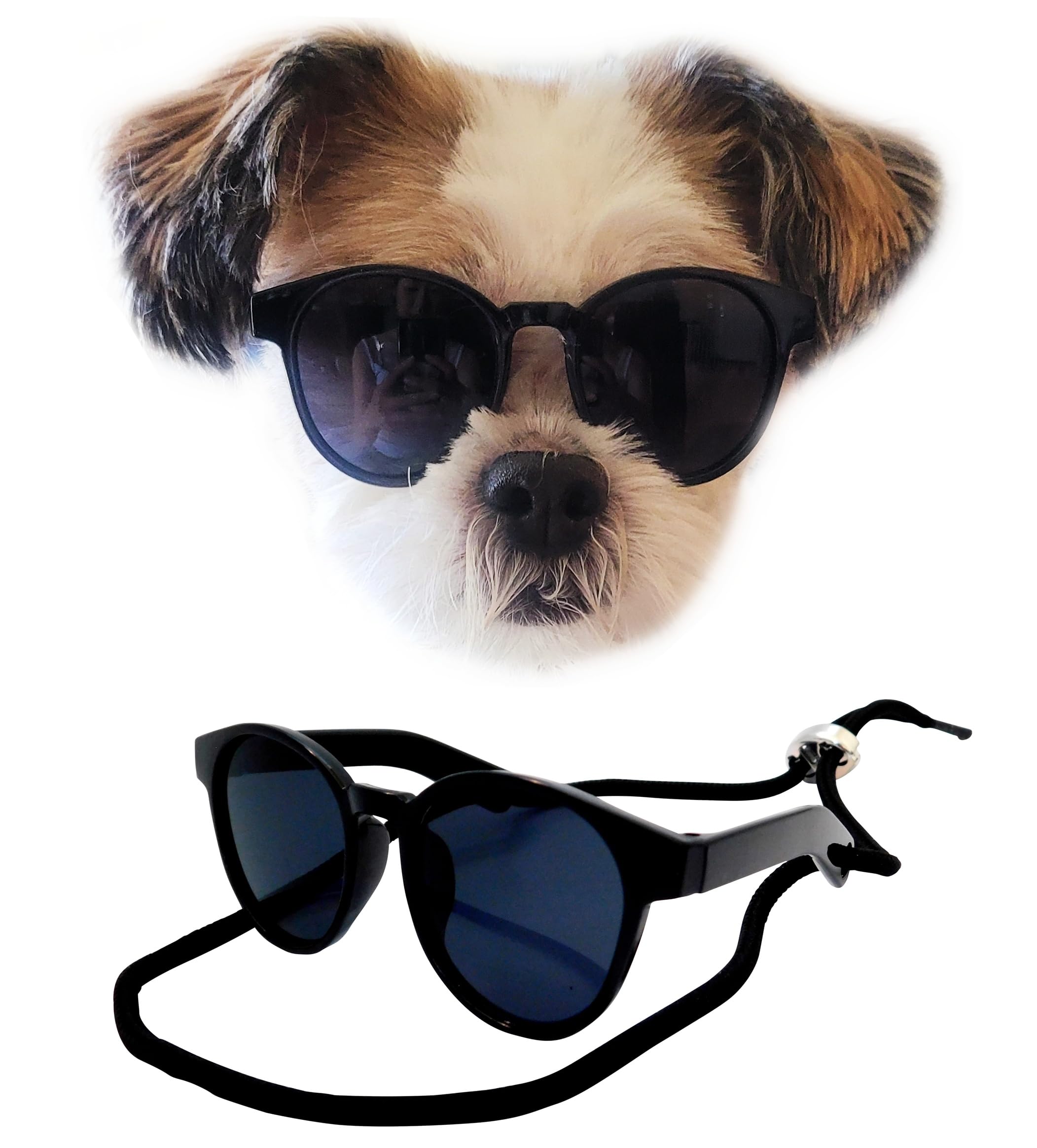 G014 Small Breed Up To 15Lbs Dog Cat Pet Puppy Panto Round Sunglasses (Panto Black)