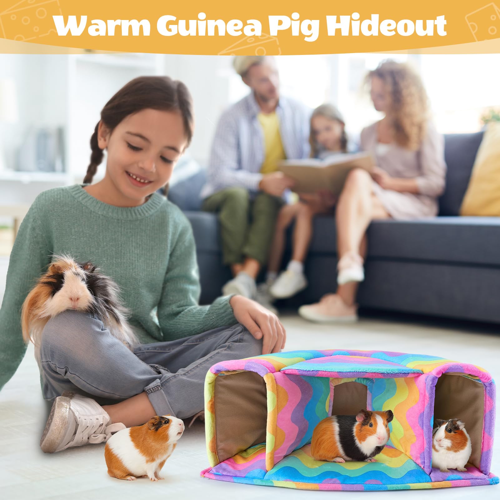 Unicorn Catcher Guinea Pig Hideout Large Guinea Pig Bed Cozy Guinea Pig House Warm Guinea Pig Tunnel Washable Guinea Pig Accessories For Small Pet Hamster/Chinchilla/Bunny