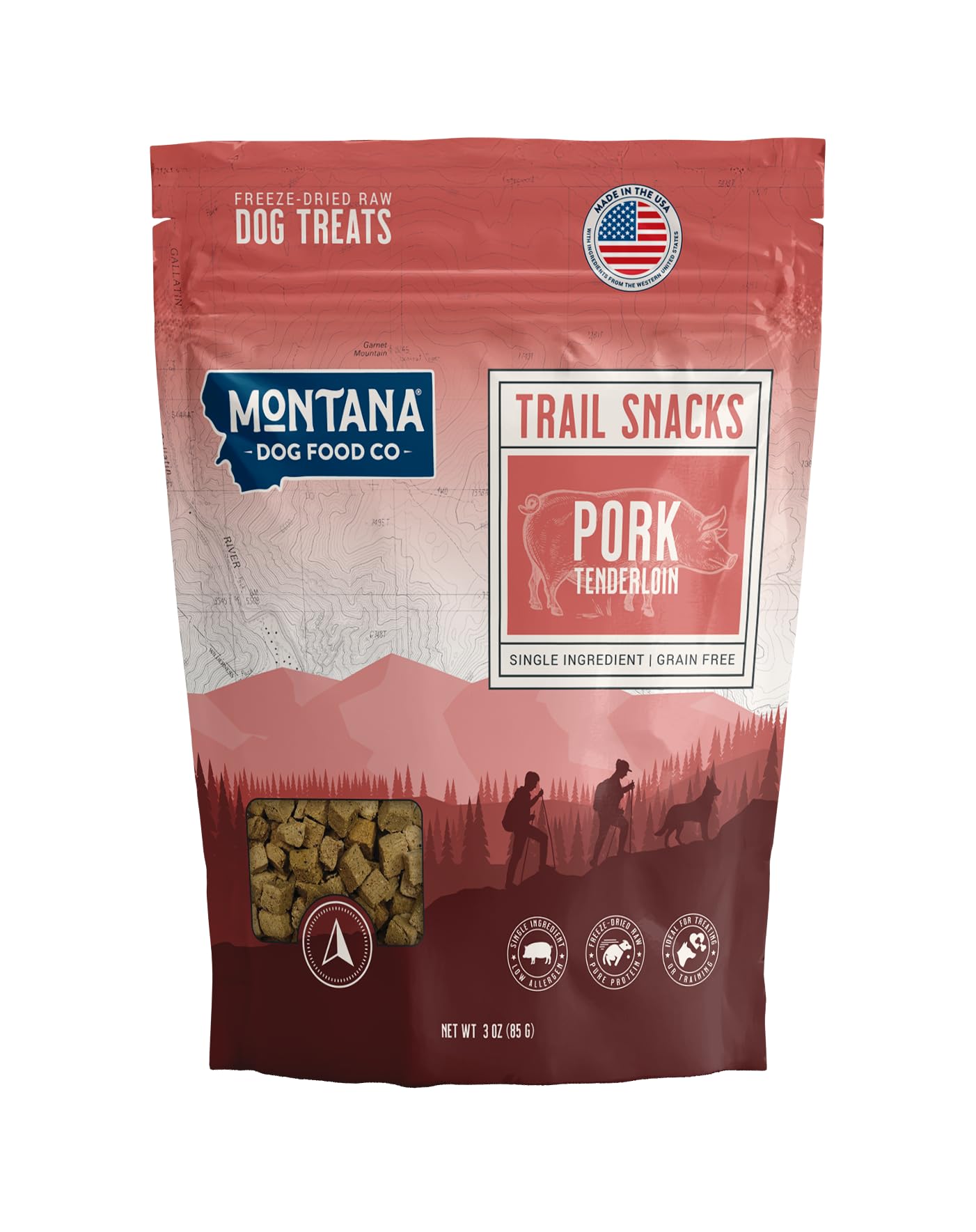 MONTANA DOG FOOD CO. Freeze-Dried Pork Tenderloin Dog Treats - 100% Natural, Single Ingredient, High Protein, Grain-Free, Made i