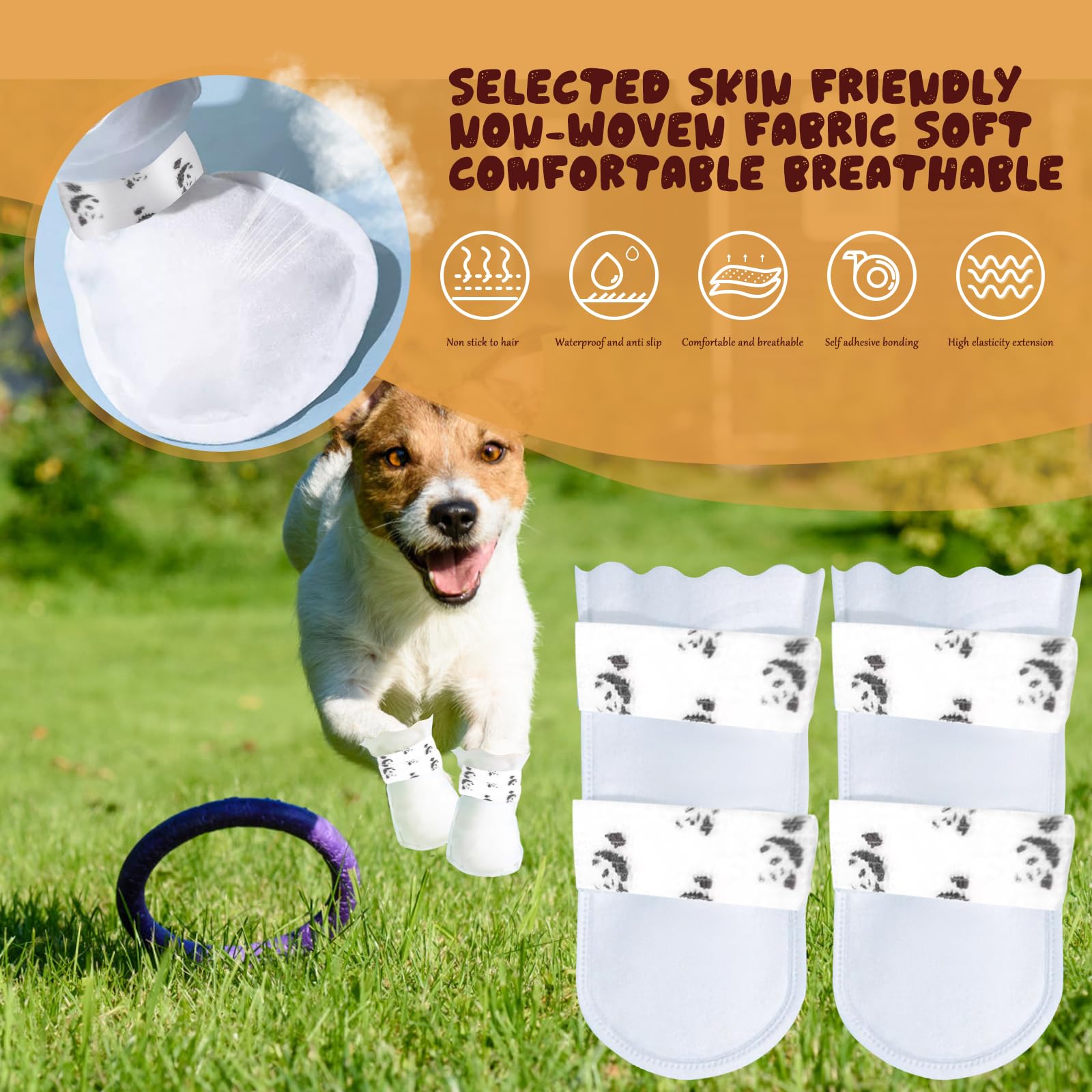 Ziyue 20Pcs Disposable Dog Booties For Paw Protection Dog Feet Covers Pet Shoes For Dogs Paw Wound Recovery Protectors With 1 Ro
