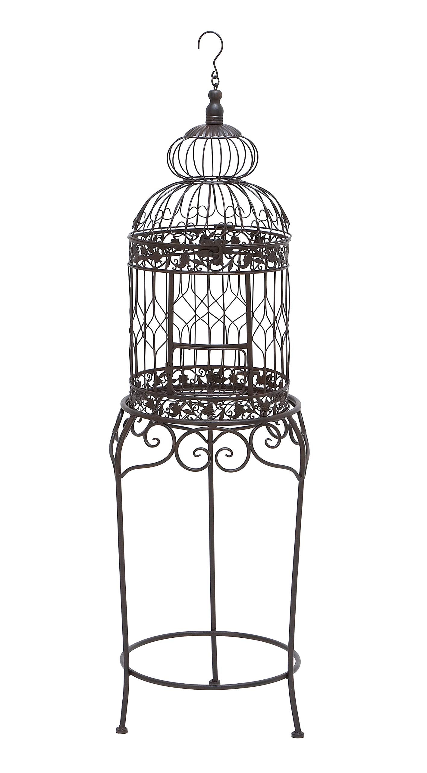Deco 79 Vintage Metal Free-Standing Birdcage, 14 x 14 x 47, Black
