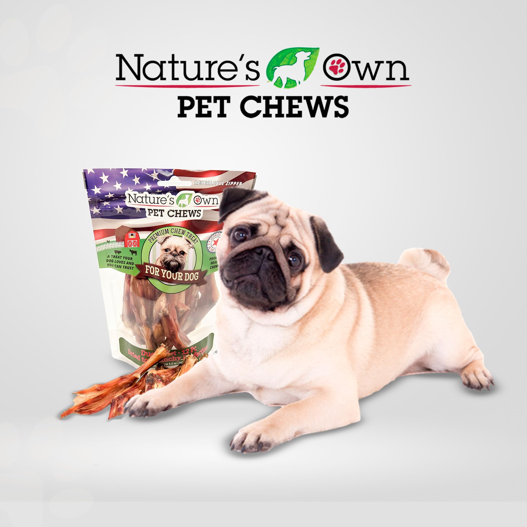 Natures Own Pet Chews Pet Chews Duck Feet Bag Treat, 12 Piece - Natures Own Chews for Small to Medium Dogs - Promotes Clean Te