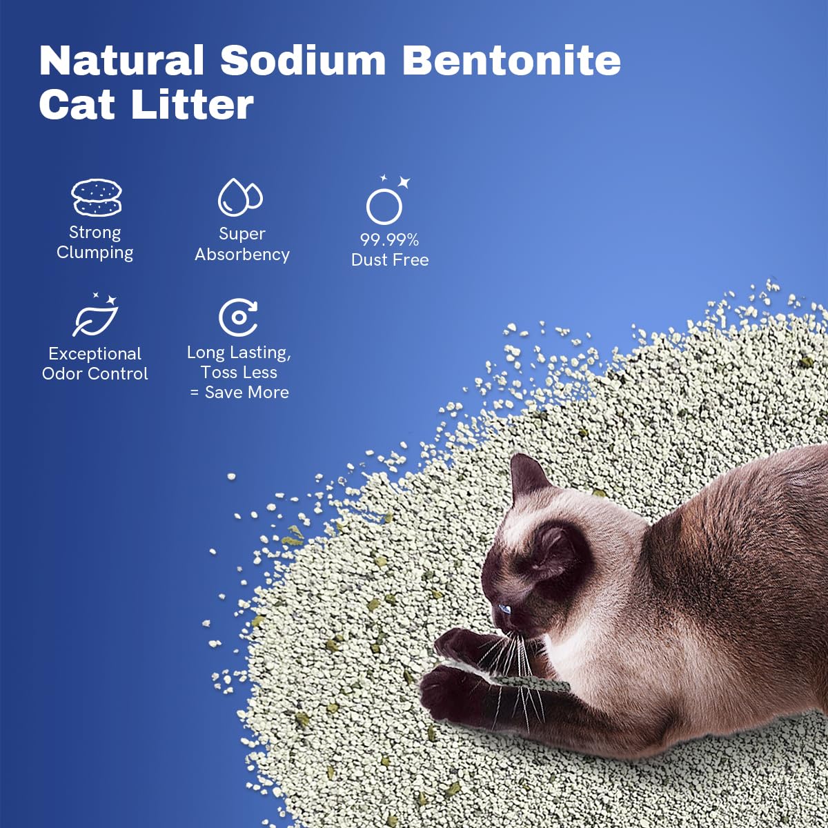 LALAHOME Premium Bentonite Cat Litter - 15 lb Sand, Dust-Free, Odor Control, Natural Mineral Formula for RealScooper