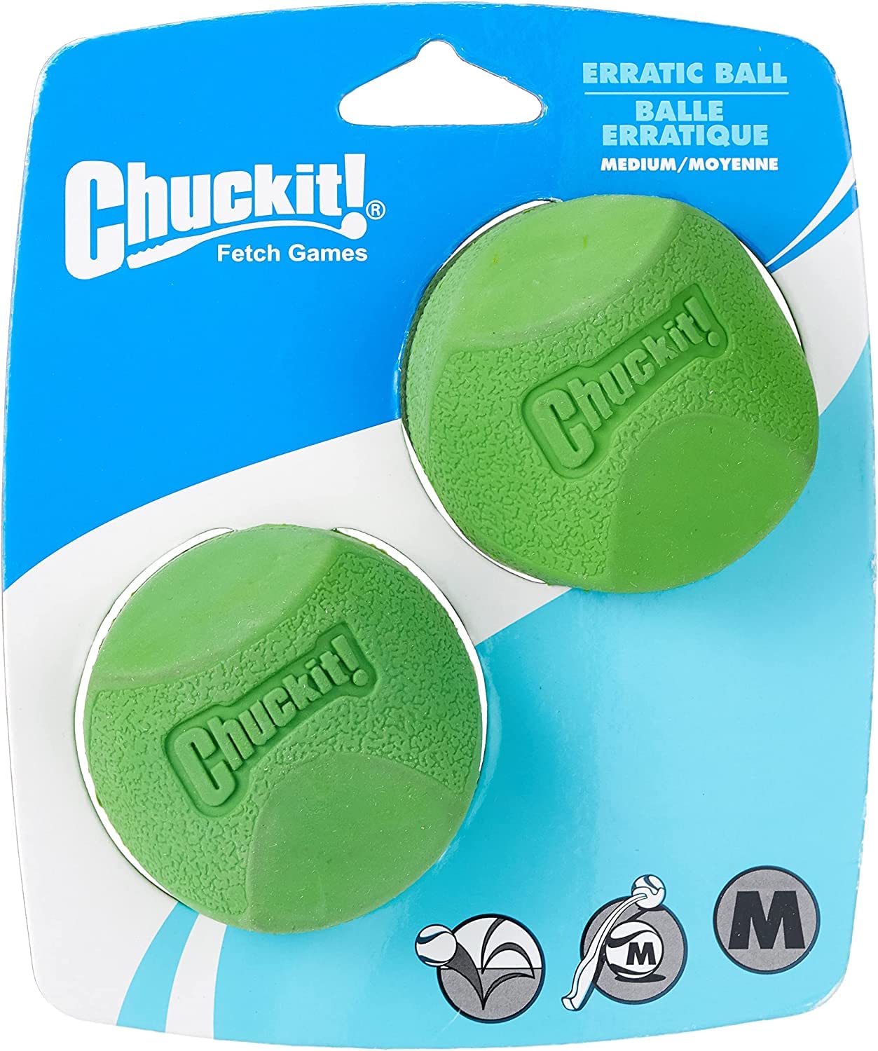 Chuckit! Dog Fetch Toy Erratic Ball Unpredictable Bounce Fits Launcher Med 4Ball