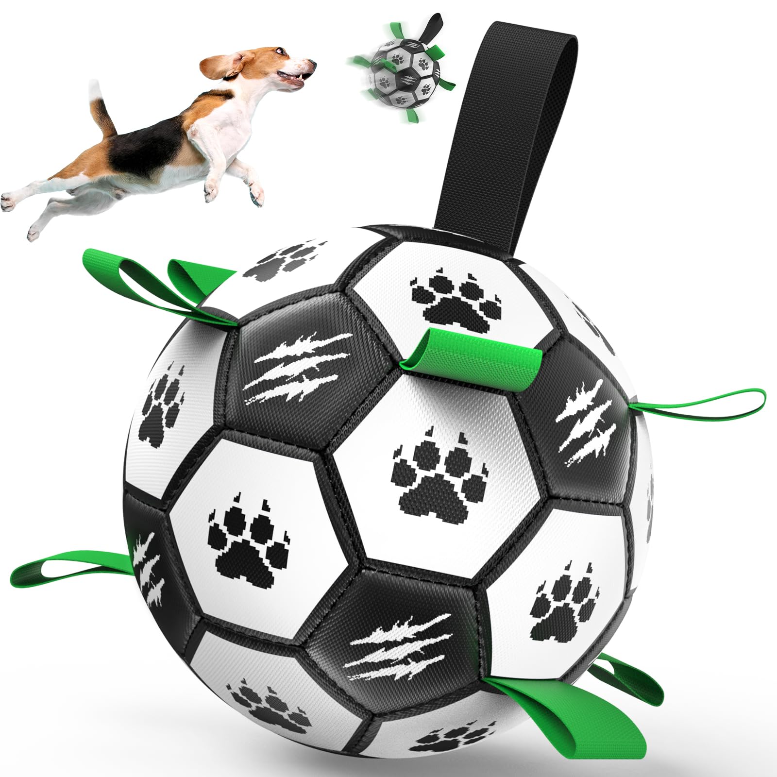 Diman Dog Soccer Ball With Straps, Soccer Balls For Dogs To Play, Train And Retriever, Outdoor Pet Balls For Small To Medium (6 