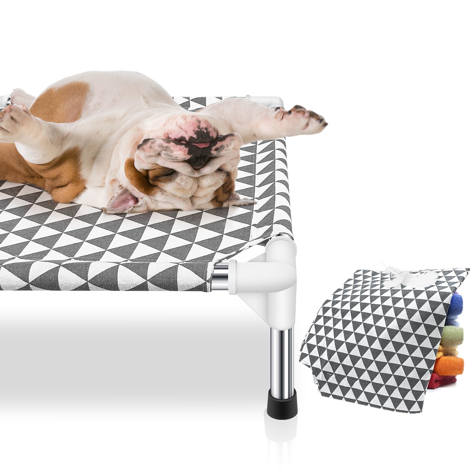 Kuntrust Elevated Outdoor Dog Bed, Medium Size, Cotton Material, Non-Slip Feet, Fits Up To 70Lbs