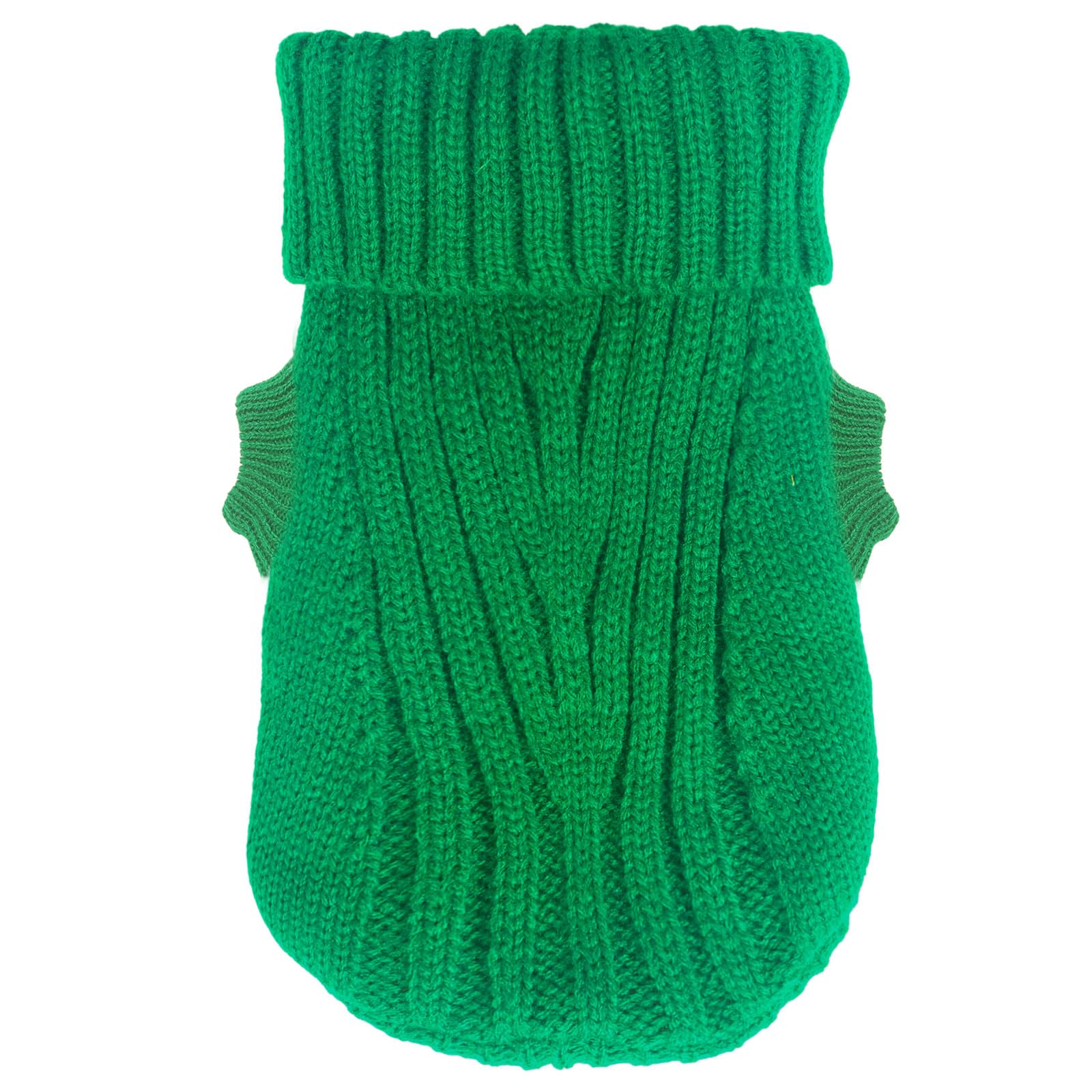 Bright Green Small Dog Knitted Sweater - Warm Thick Puppy Turtleneck Pullover For Chihuahua, Teacup Dog, Yorkie - Autumn Winter