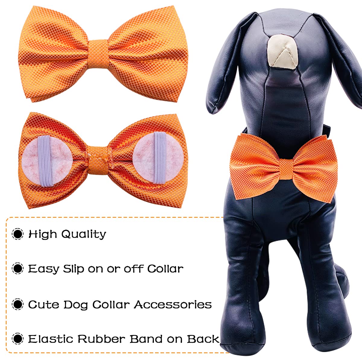 Pet Show 10Pcs 2.5”X4.5” Large Dogs Collar Attachment Bow Ties Embellishment Girls Boys Medium Dog Puppies Cats Collar Charms Accessories Bulk Slides Bowties For Birthday Wedding Parties
