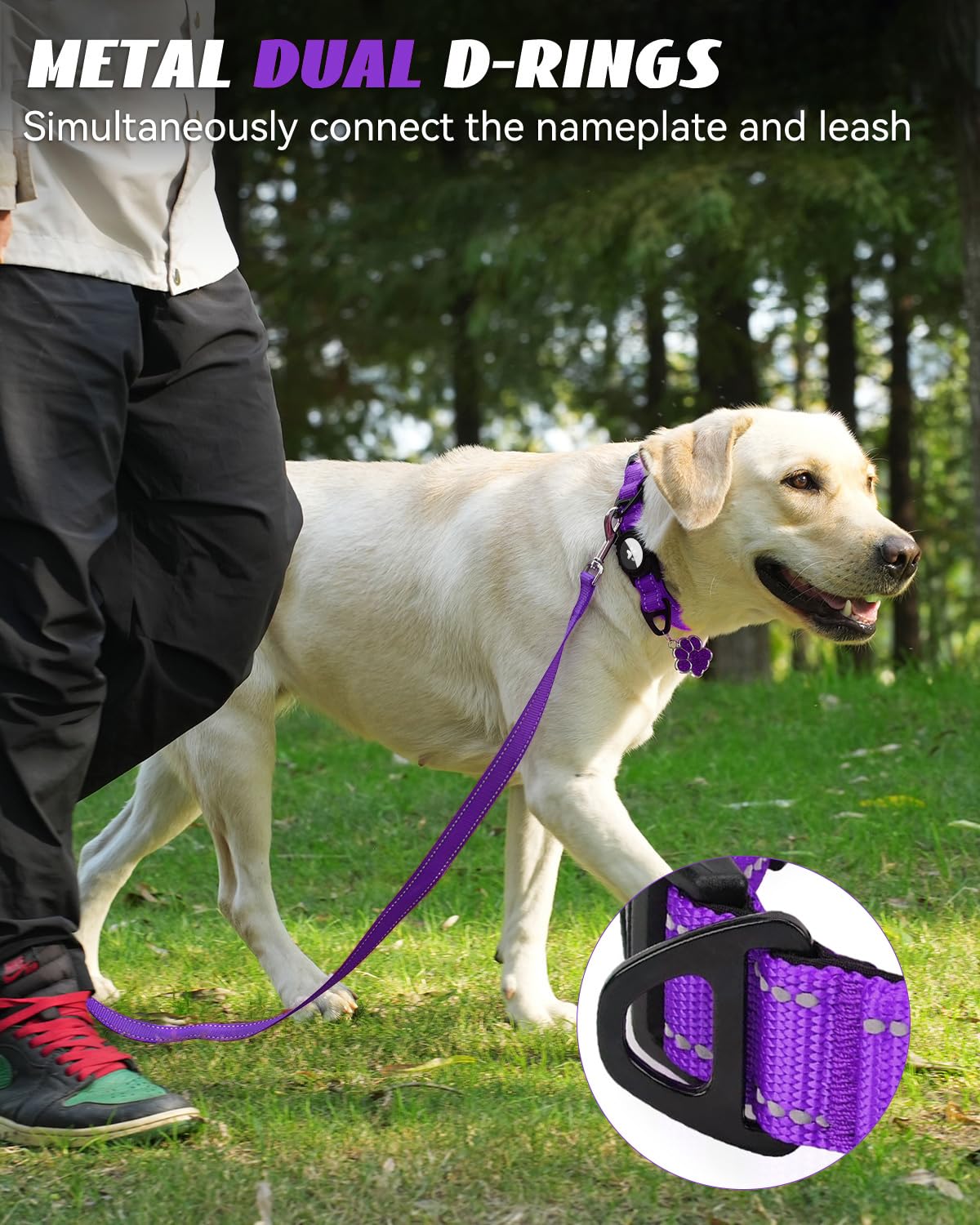 Joytale Airtag Dog Collar, Dual D-Rings, Reflective Pet Collar With Waterproof Airtag Holder, Soft Padded Adjustable For Small D