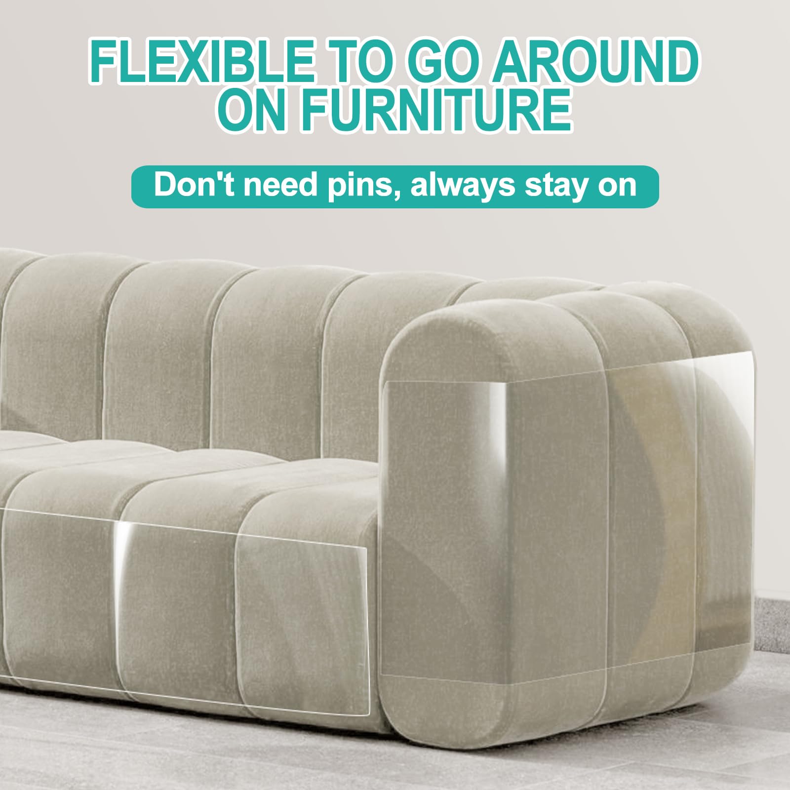 Lovinch [Thicken Vinyl] Anti Cat Scratch Furniture Protector, Single-Sided Sticky Couch Protector For Cats, Flexible Couch Corne