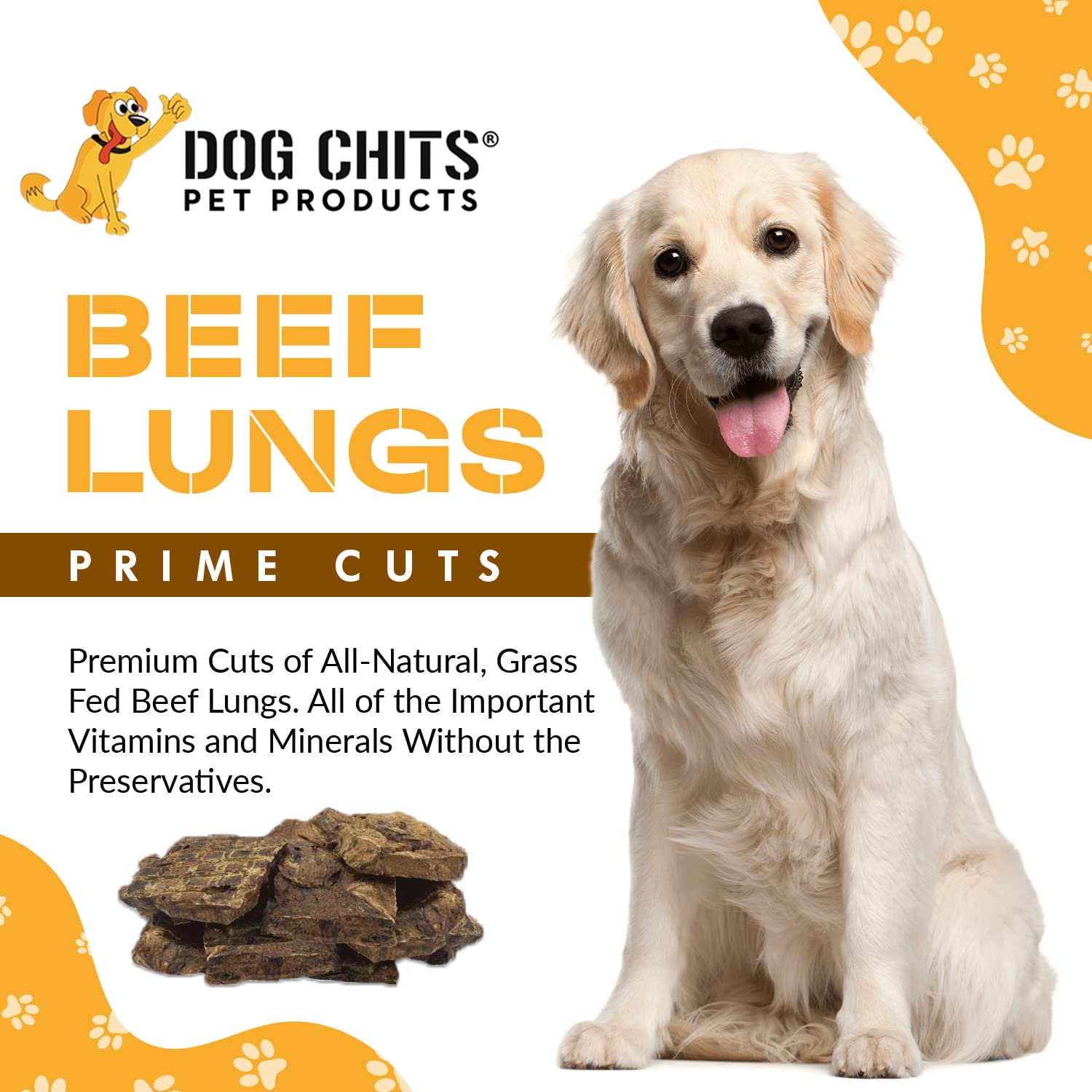 Dog Chits Beef Lung Fillets Dog and Puppy Treats - New! - All Natural Grain and Chemical Free Training Chews - High Protein and