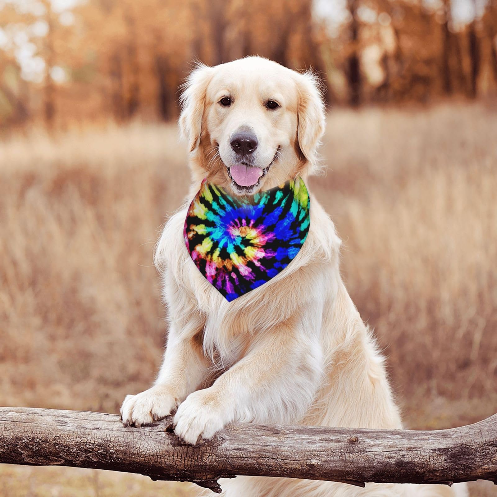 Modern Rainbow Tie Dye Hippie Bohemia Dog Bandana Scarf Triangle Bibs Pet Accessories Cat Kerchief