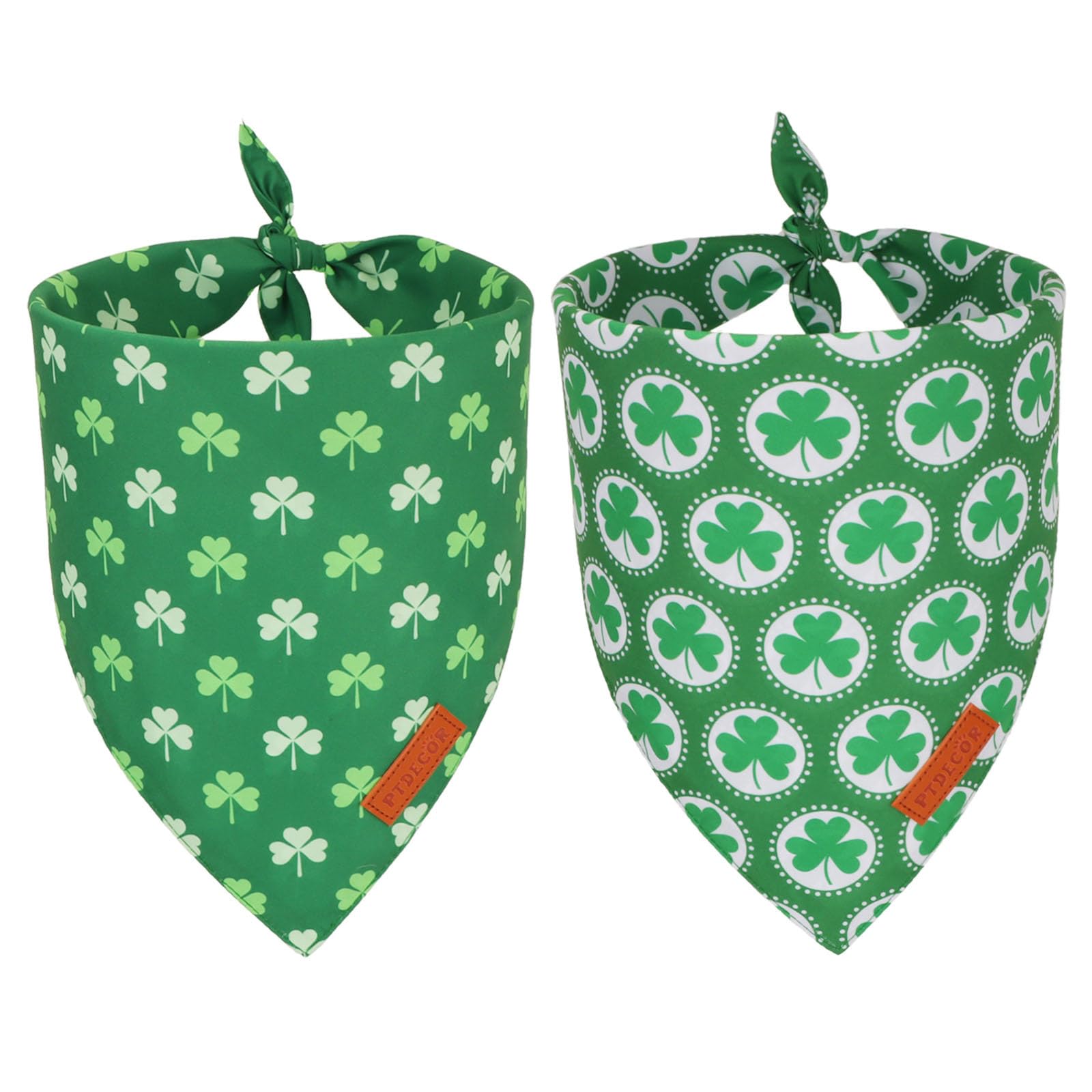 Ptdecor St.Patrick'S Day Dog Bandana,Green Shamrock Reversible Holiday Dog Scarf, Multi Size, Triangle Irish Bandanas For Medium