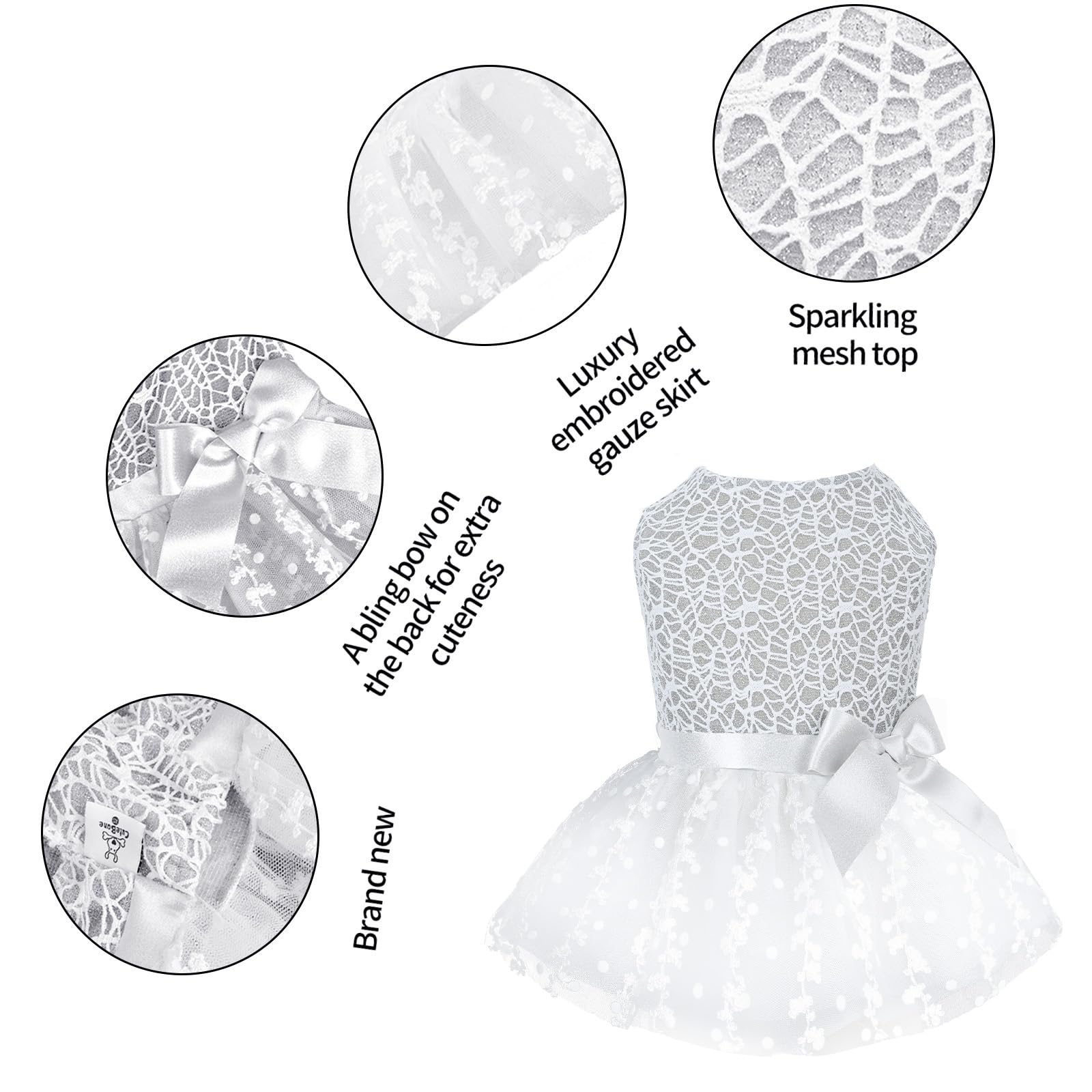 Cutebone Dog Birthday Dress Girl Puppy Skirt Tutu Cat Wedding Outfit Pet Party Clothes For Small Dogs Costume Dd17M