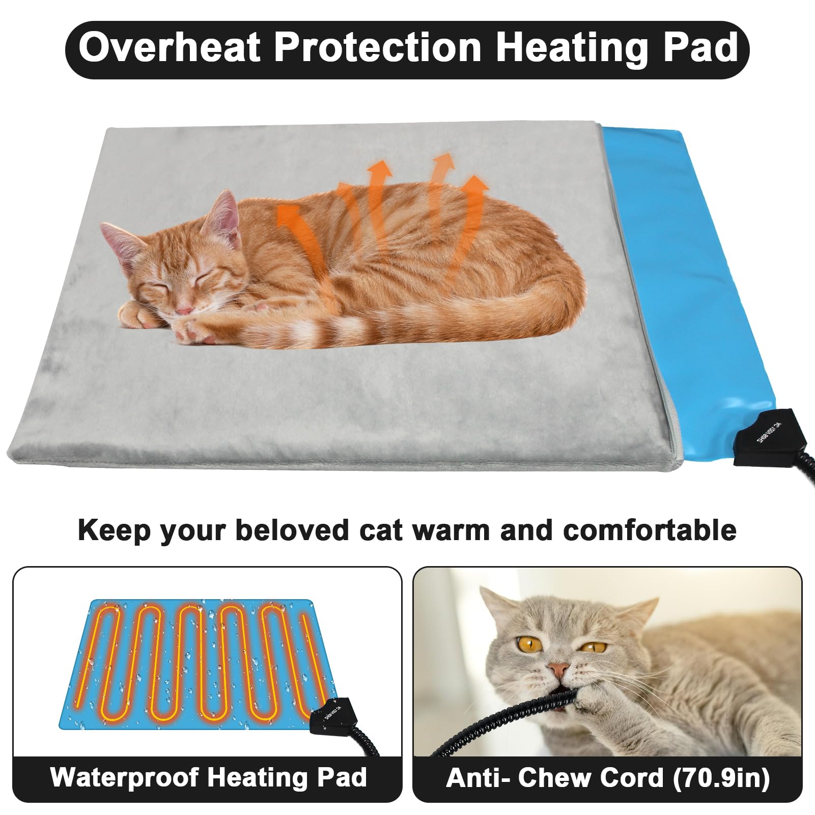 Dahivs Indestructible Large Heated Cat House for Outside, Heated Outdoor Cat House 100% Weatherproof with Escape Door, Insulated