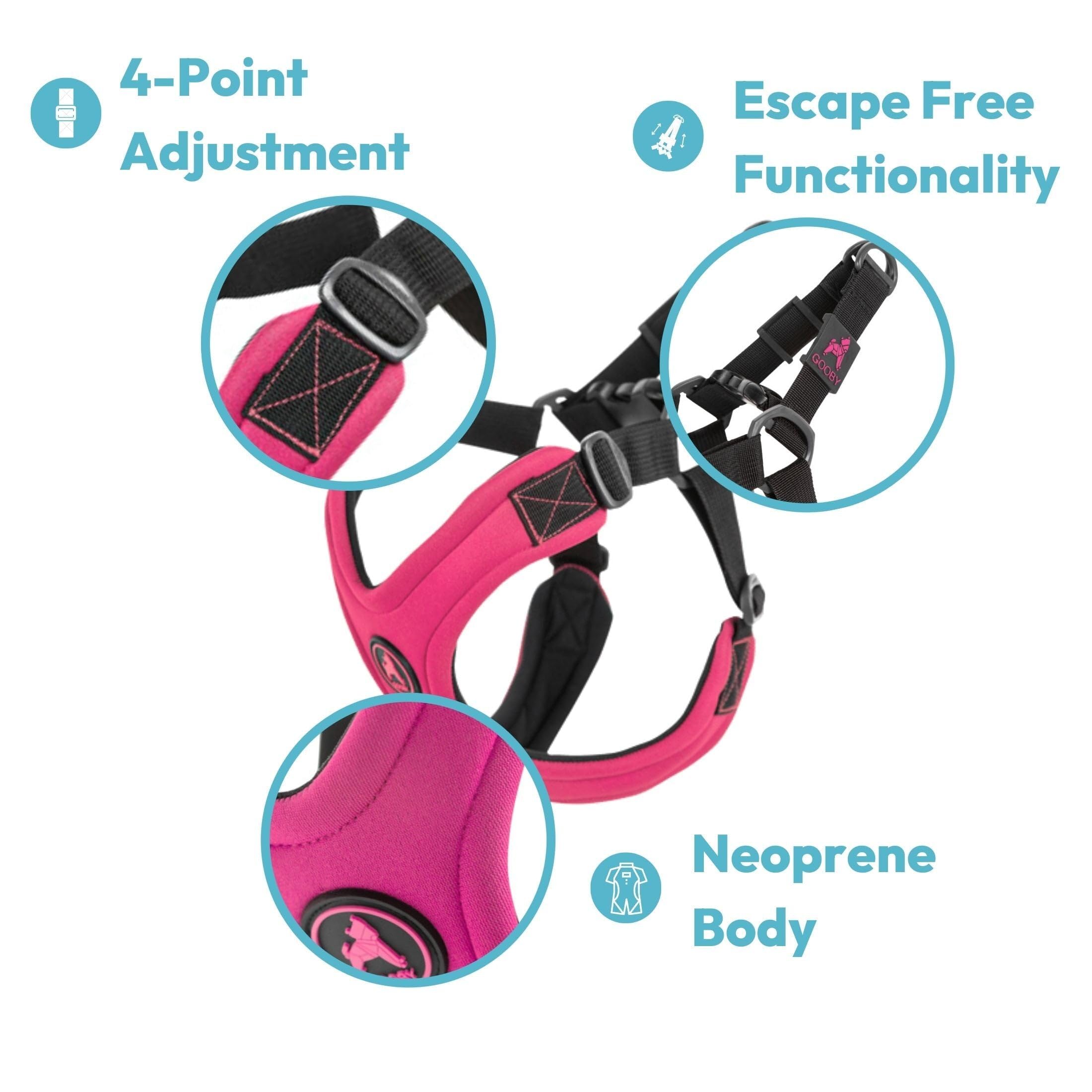 Gooby Escape Free Sport Harness - Blue, Large - No Choke Step-In Patented Neoprene Small Dog Harness With Four-Point Adjustment
