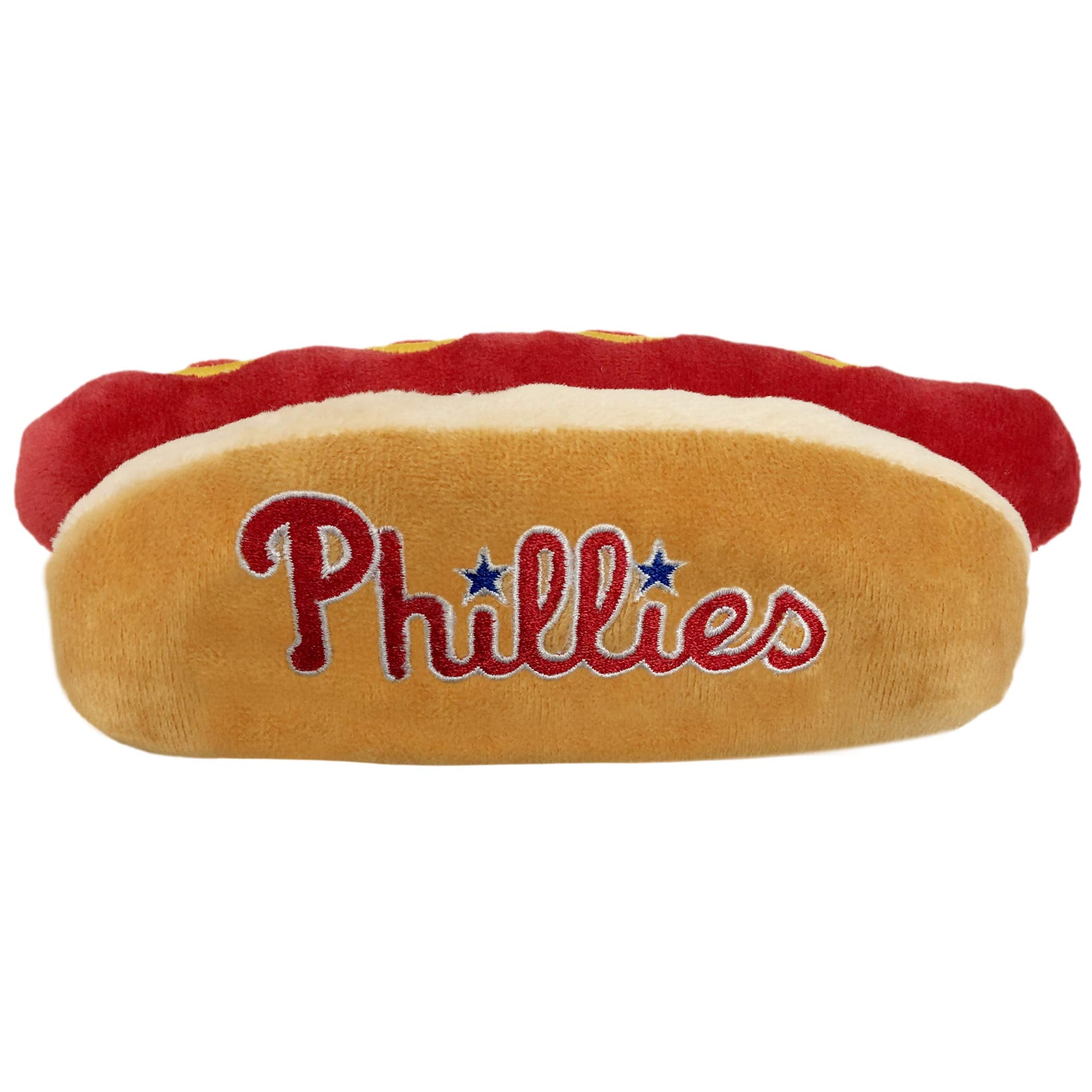 Mlb Philadelphia Phillies Plush Dog Toys - Stadium Theme Snacks - Cutest Plush Hot-Dog Toy For Dogs & Cats With Inner Squeaker &