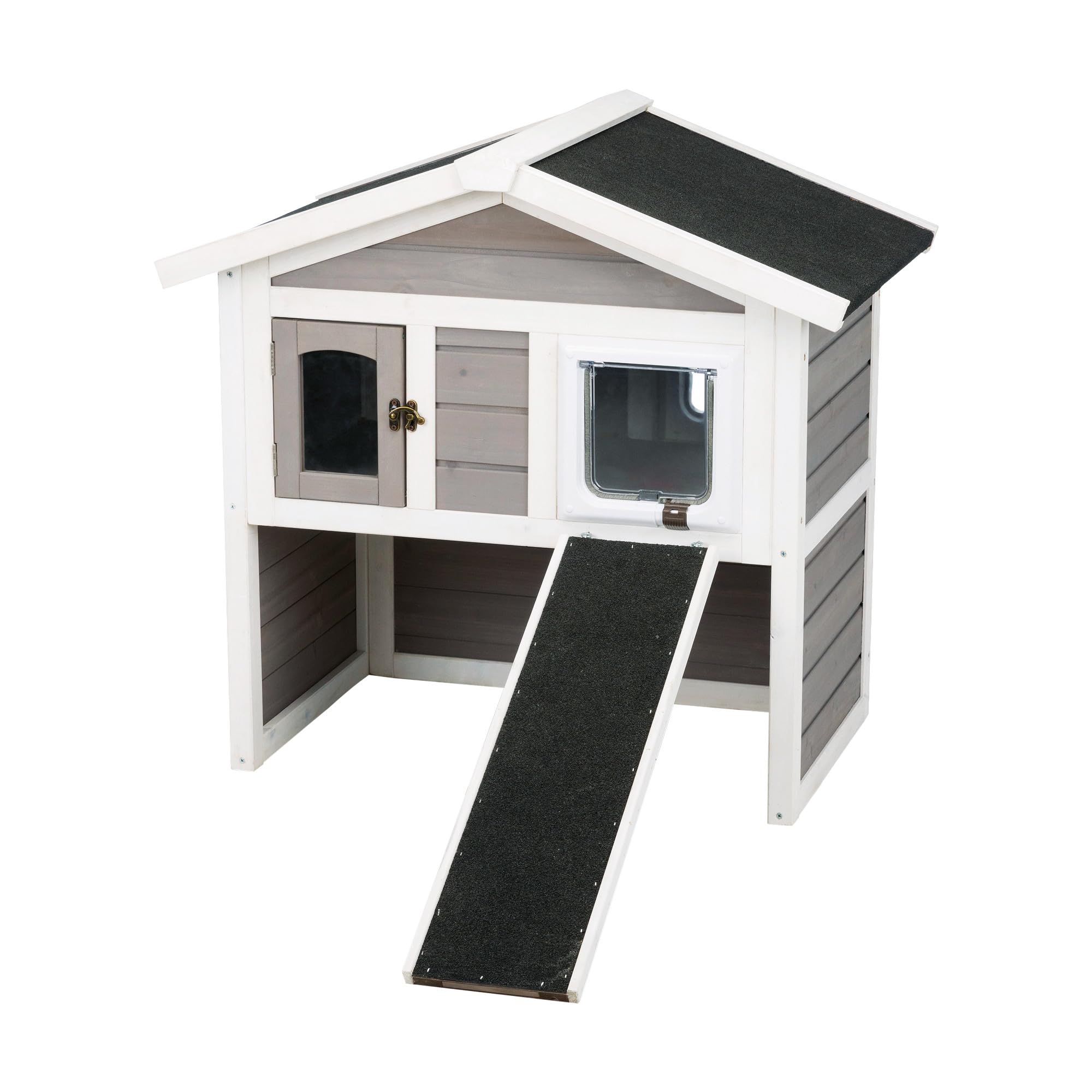 Trixie Insulated Outdoor Cat House, Weatherproof 2-Story Cat Home With A Ramp, 2 Covered Openings, Spacious Outdoor Shelter To R