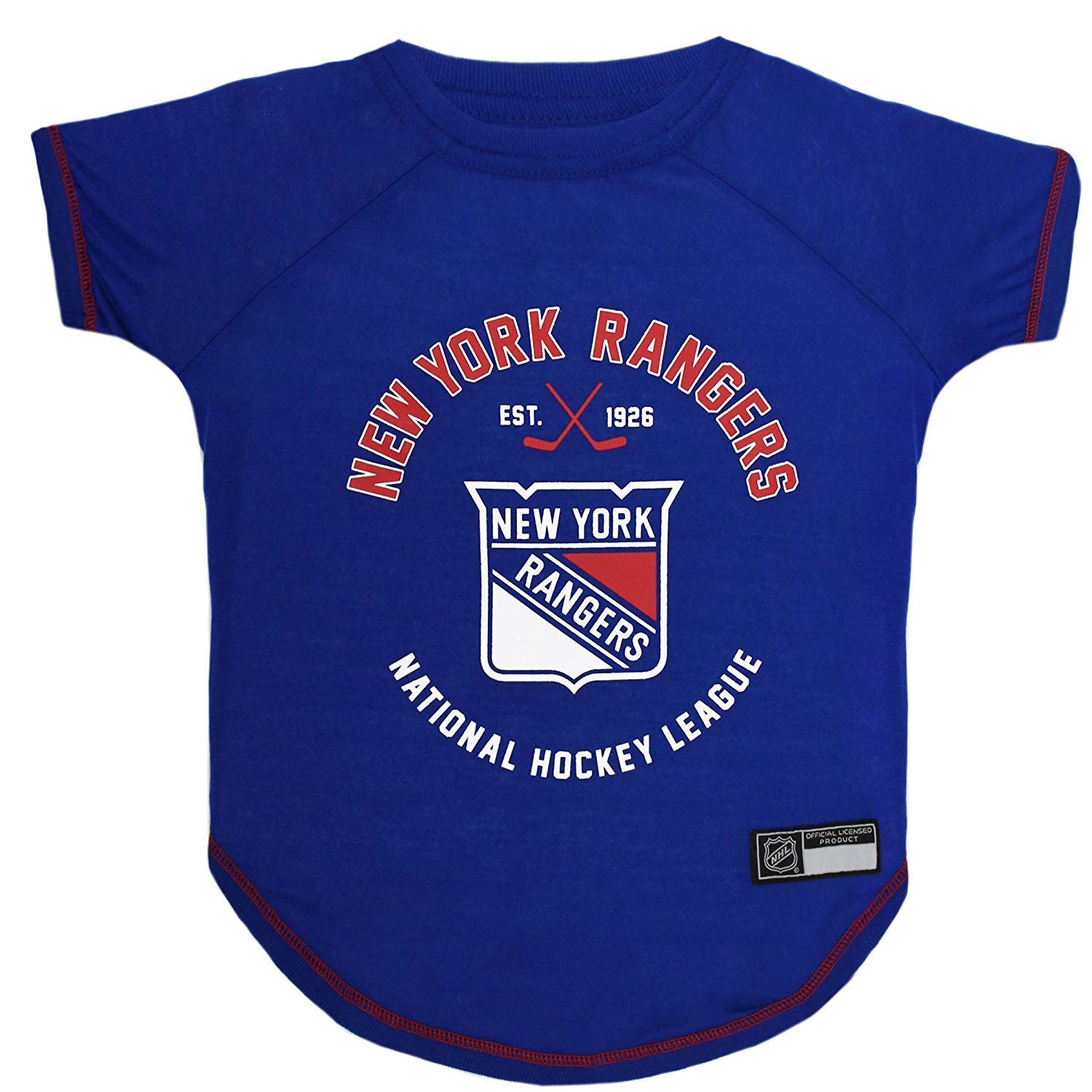 NHL New York Rangers Tee Shirt for Dogs & Cats, Large. - Are You A Hockey Fan? Let Your Pet Be An NHL Fan Too!