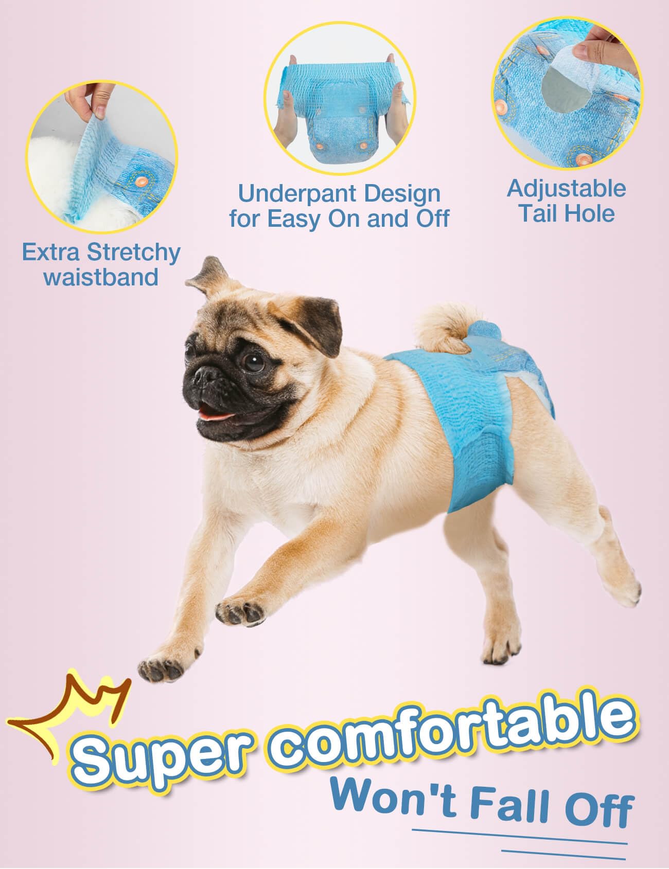 Dono Female Dog Diapers - Disposable Stretchy Waist Full Wraps for Dogs in Heat, 360 Leak-Proof and Super Absorbent - Available
