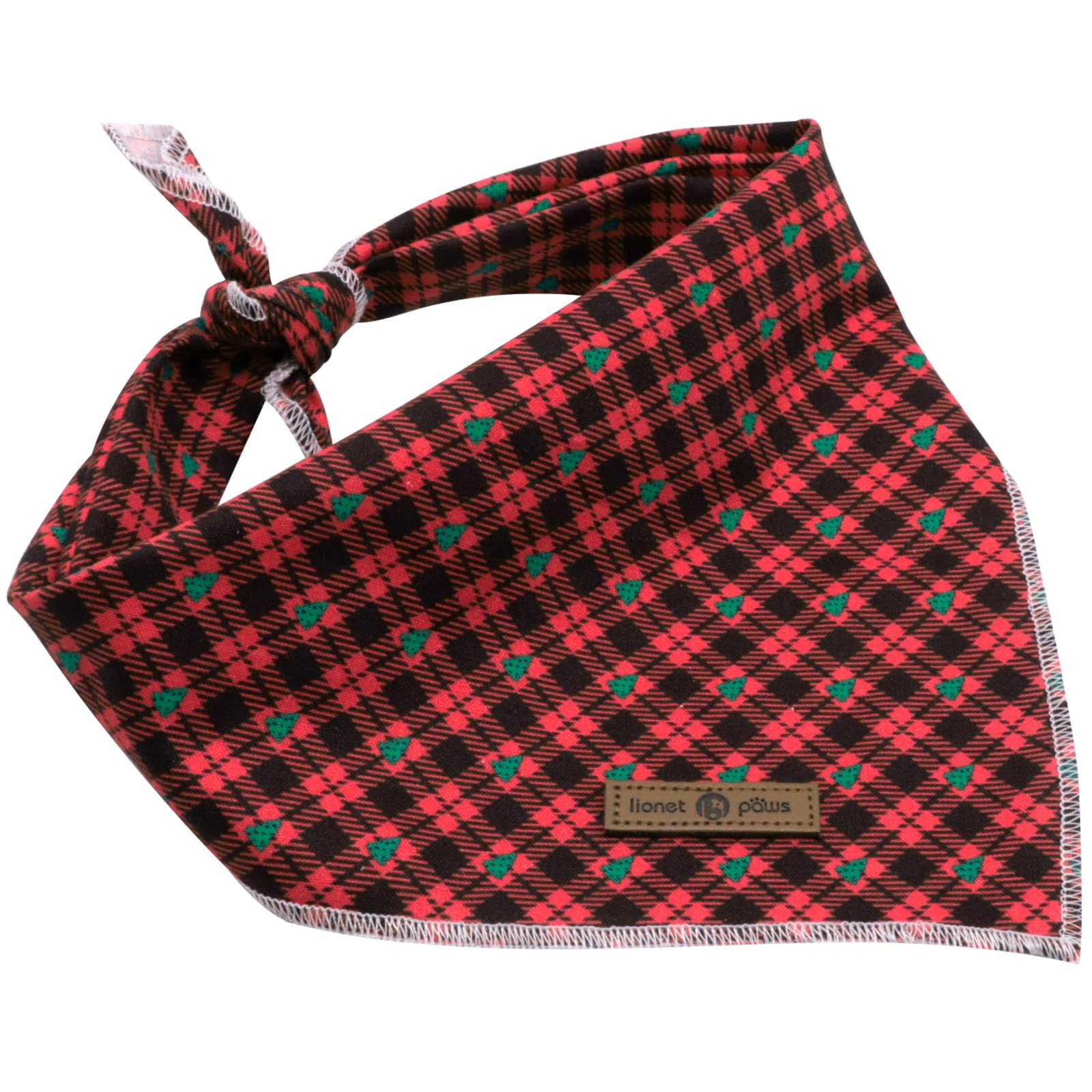 Lionet Paws Christmas Dog Bandana Washable Cotton Handkerchief Scarf Triangle Red Black Bandana For Small Medium Large Dogs Girl Boy Gift